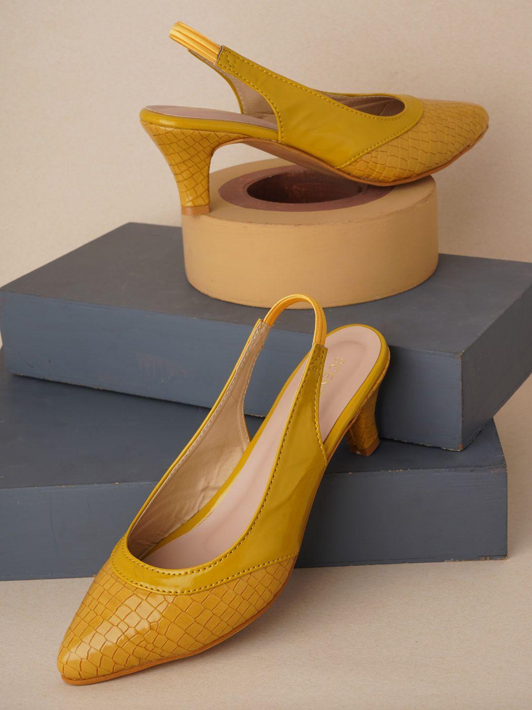 scentra mustard colourblocked kitten pumps