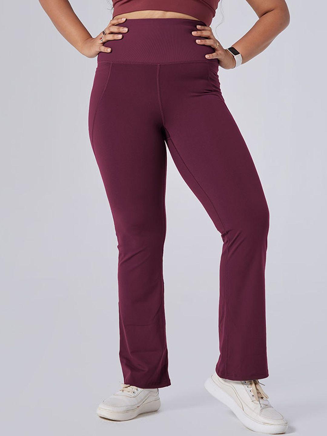 blissclub women burgundy high waist the ultimate flare pants