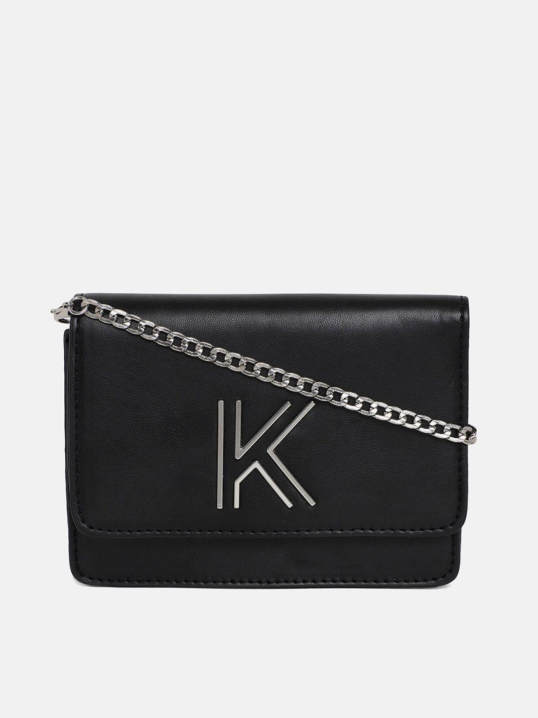 kendall & kylie women black solid handheld bag