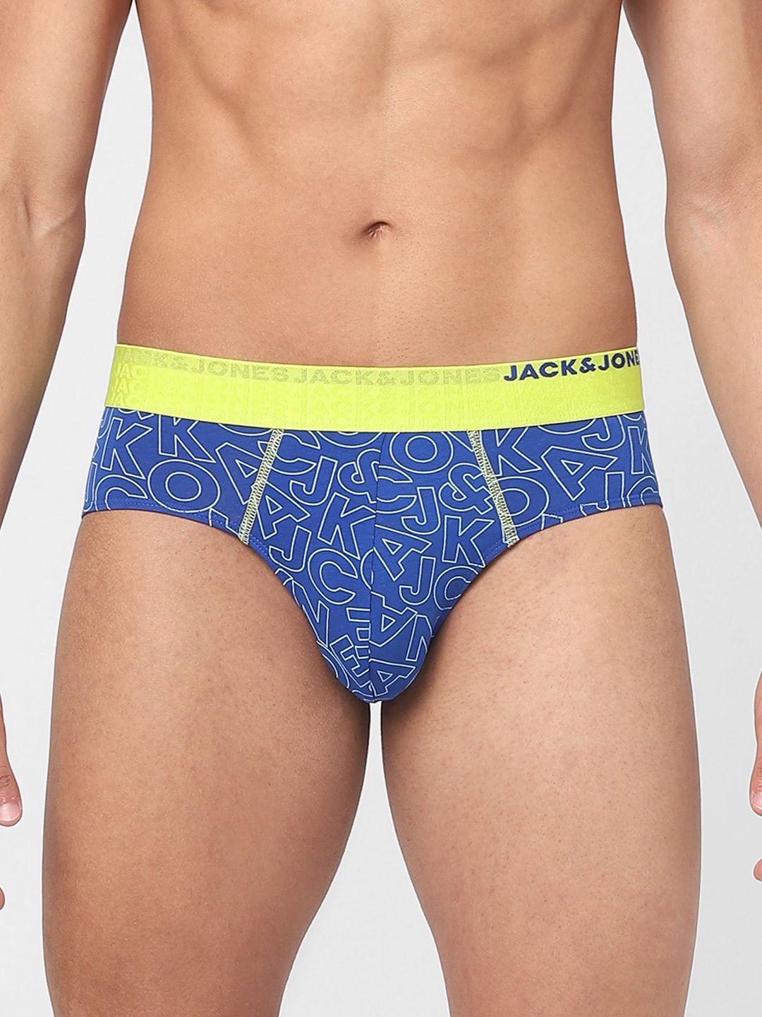 jack & jones men blue & white printed briefs