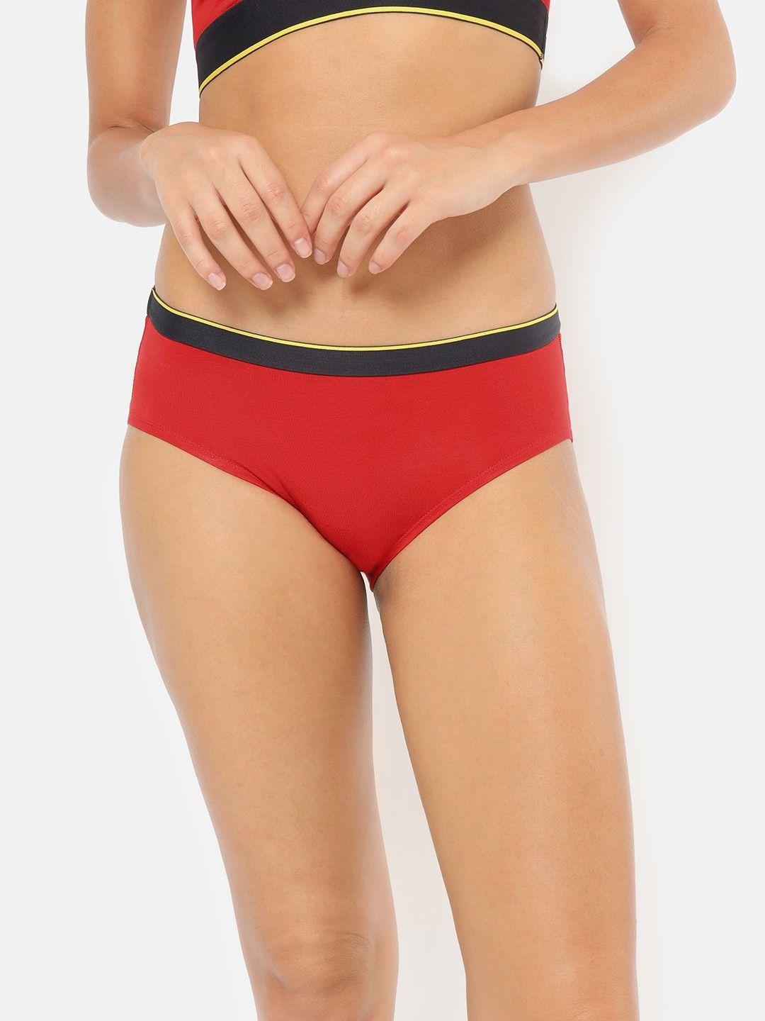 bummer women red solid micro modal ski patrol mid rise hipster briefs