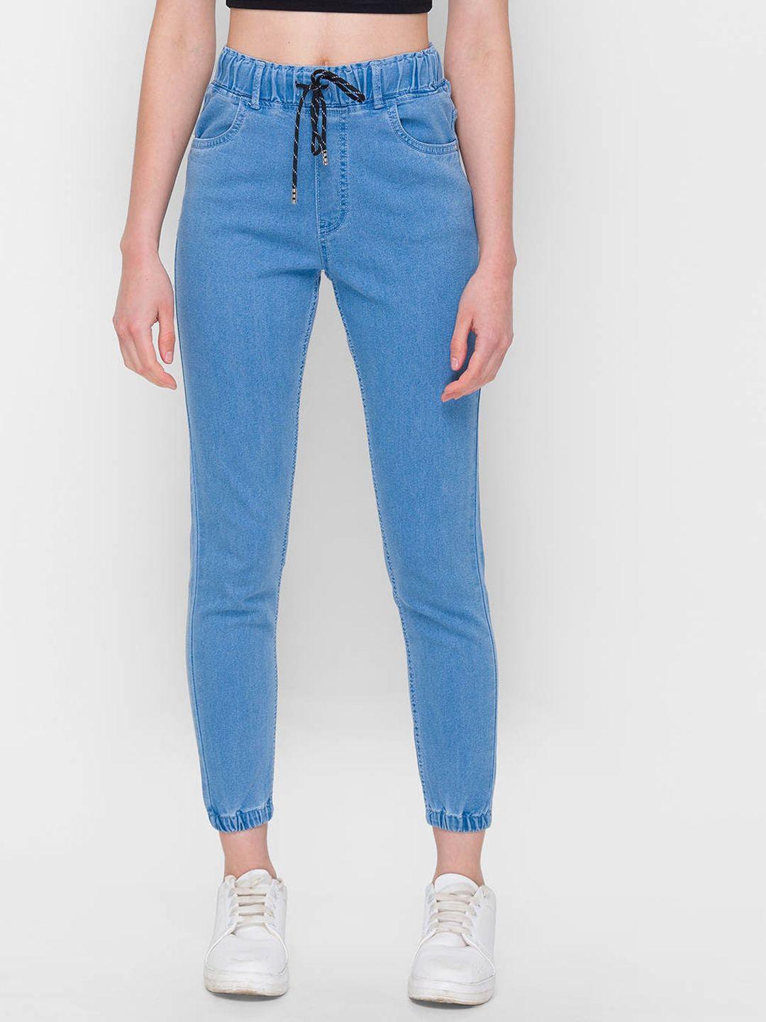 zola women blue solid slim-fit joggers