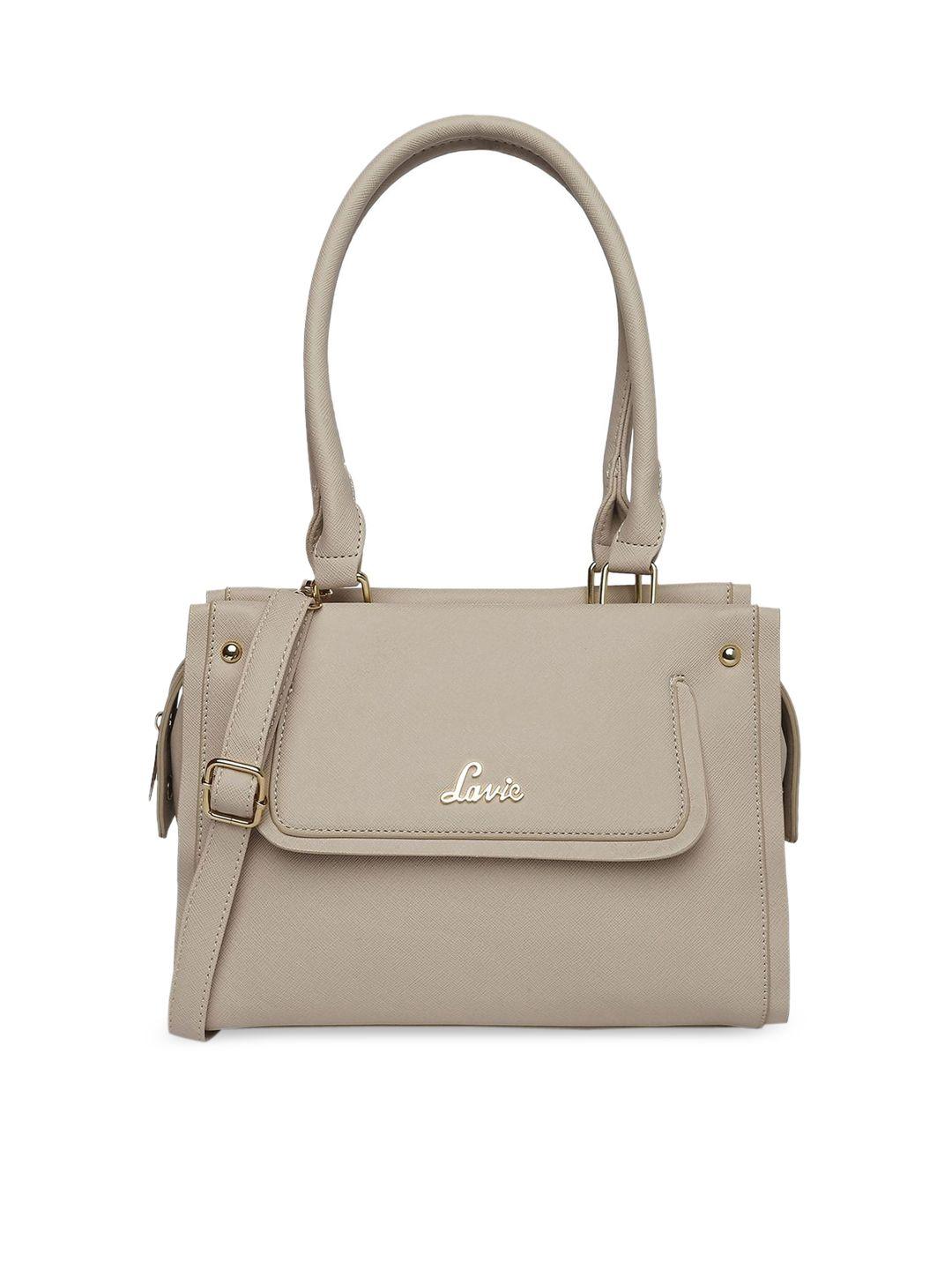 lavie beige structured shoulder bag