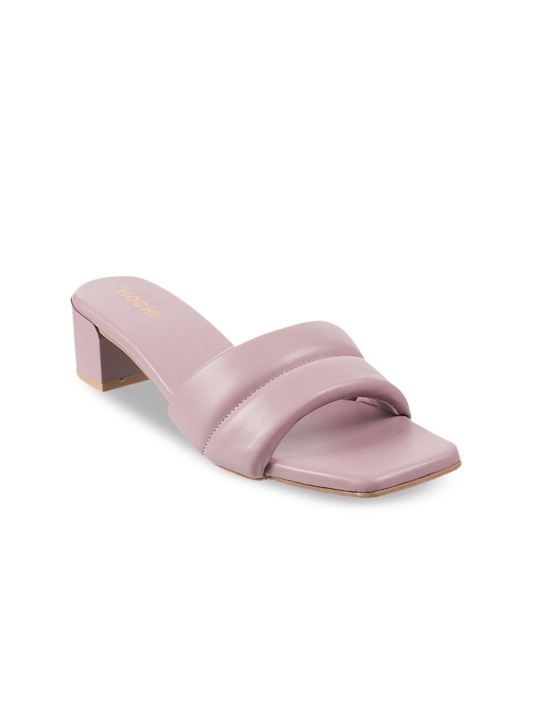 mochi mauve block heels