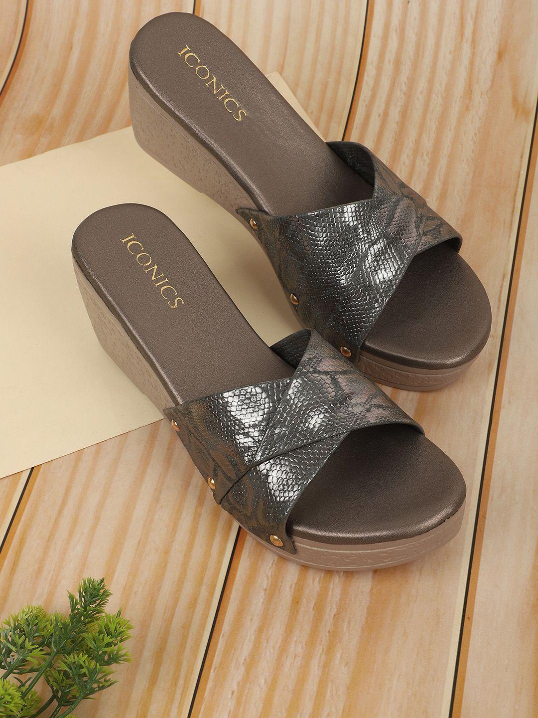 iconics grey wedge sandals