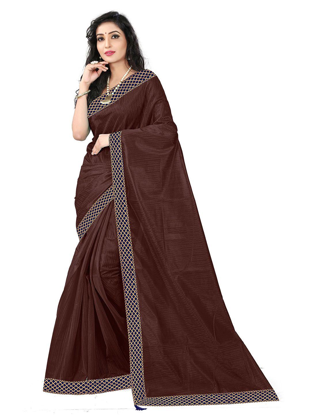 florence brown & mustard art silk saree