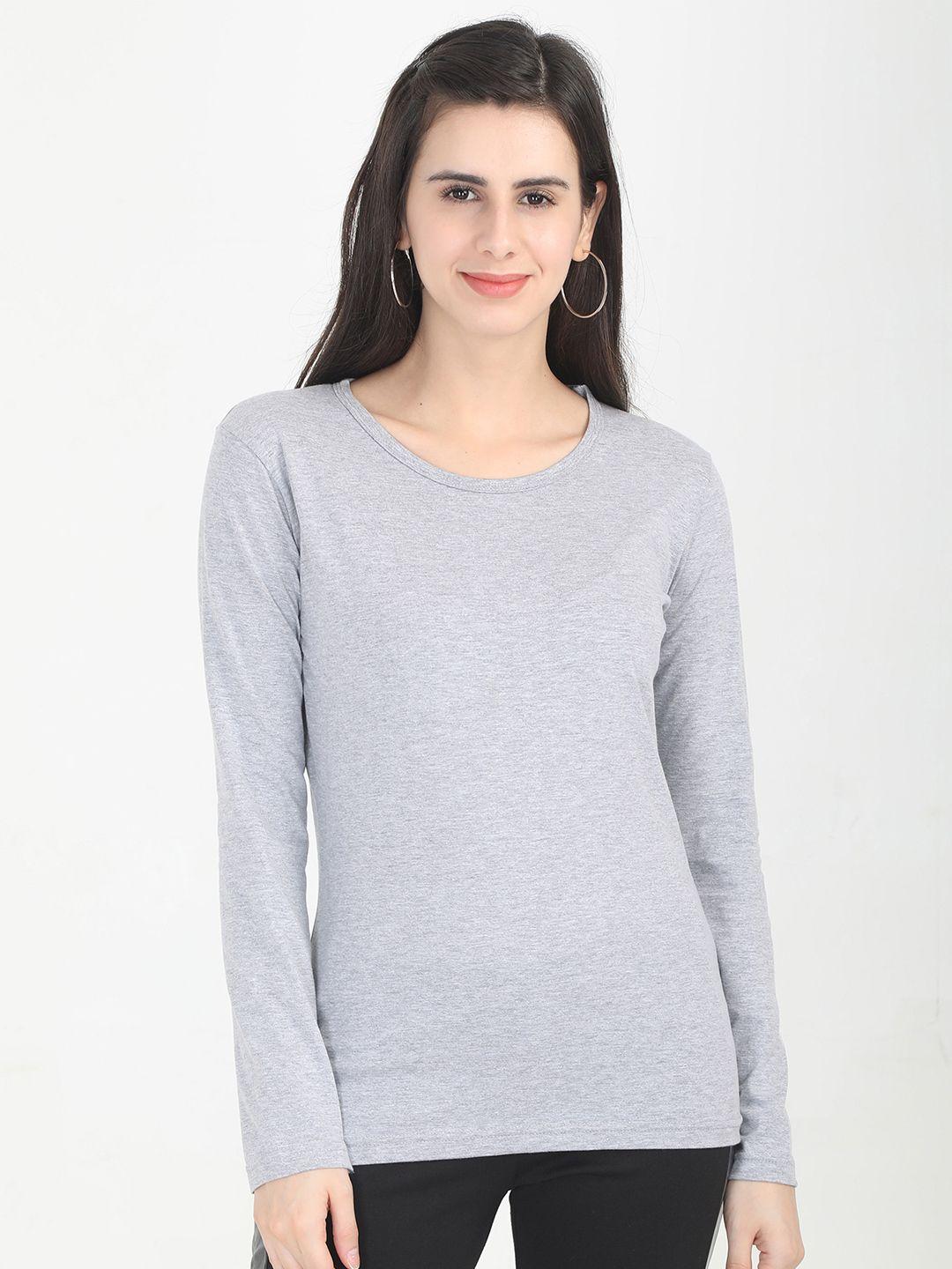 fleximaa women grey melange t-shirt