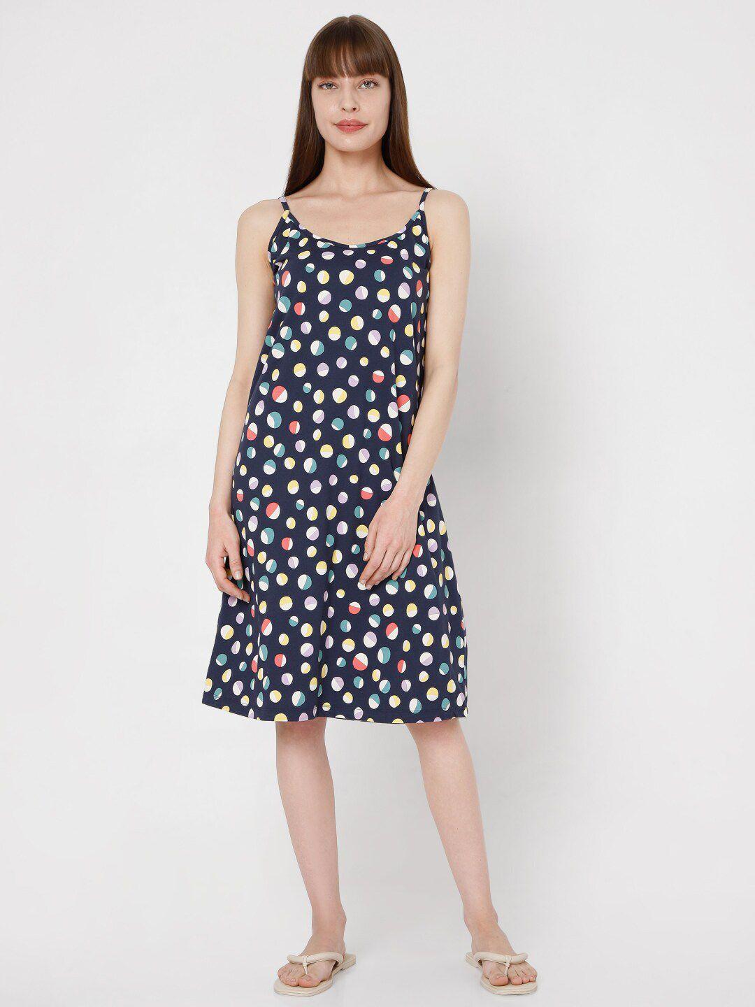 vero moda blue printed a-line dress