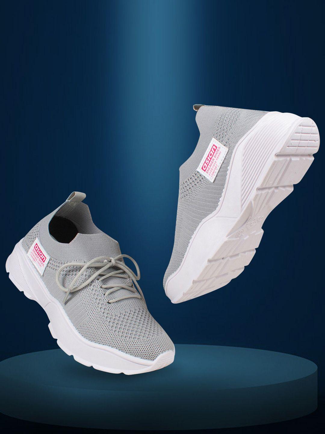 asian women grey woven design sneakers