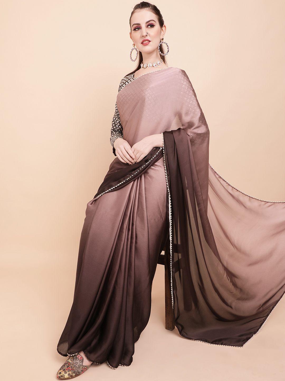 sangria brown ombre satin saree