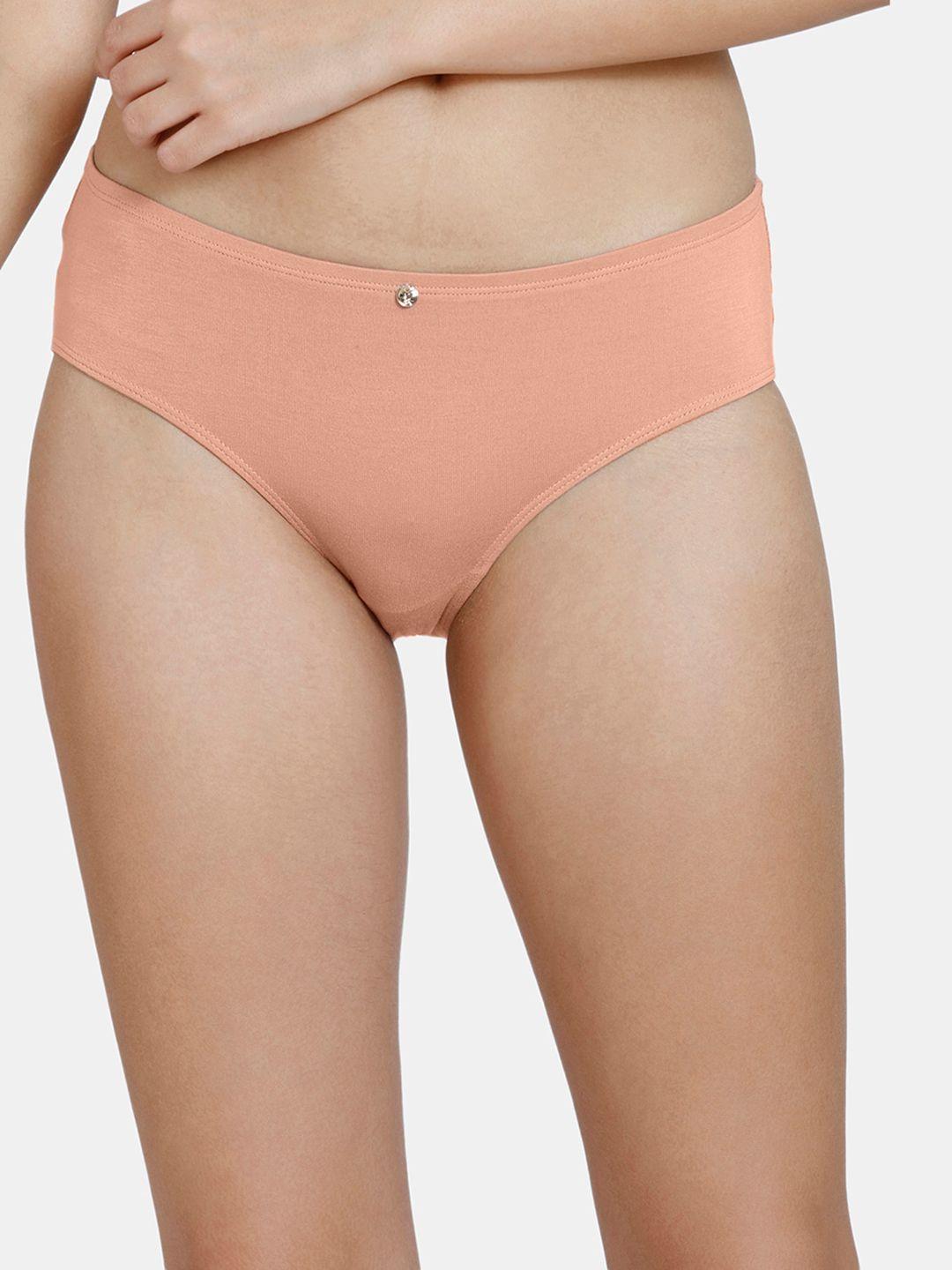 zivame women orange solid hipster briefs