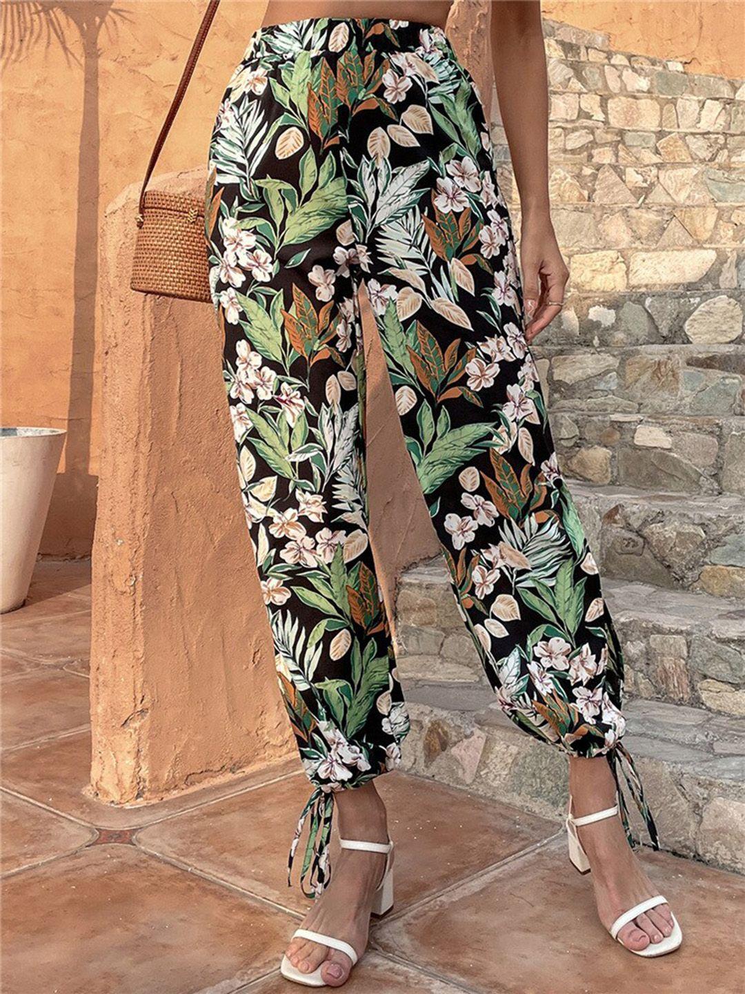 la aimee women gorgeous black & green printed joggers