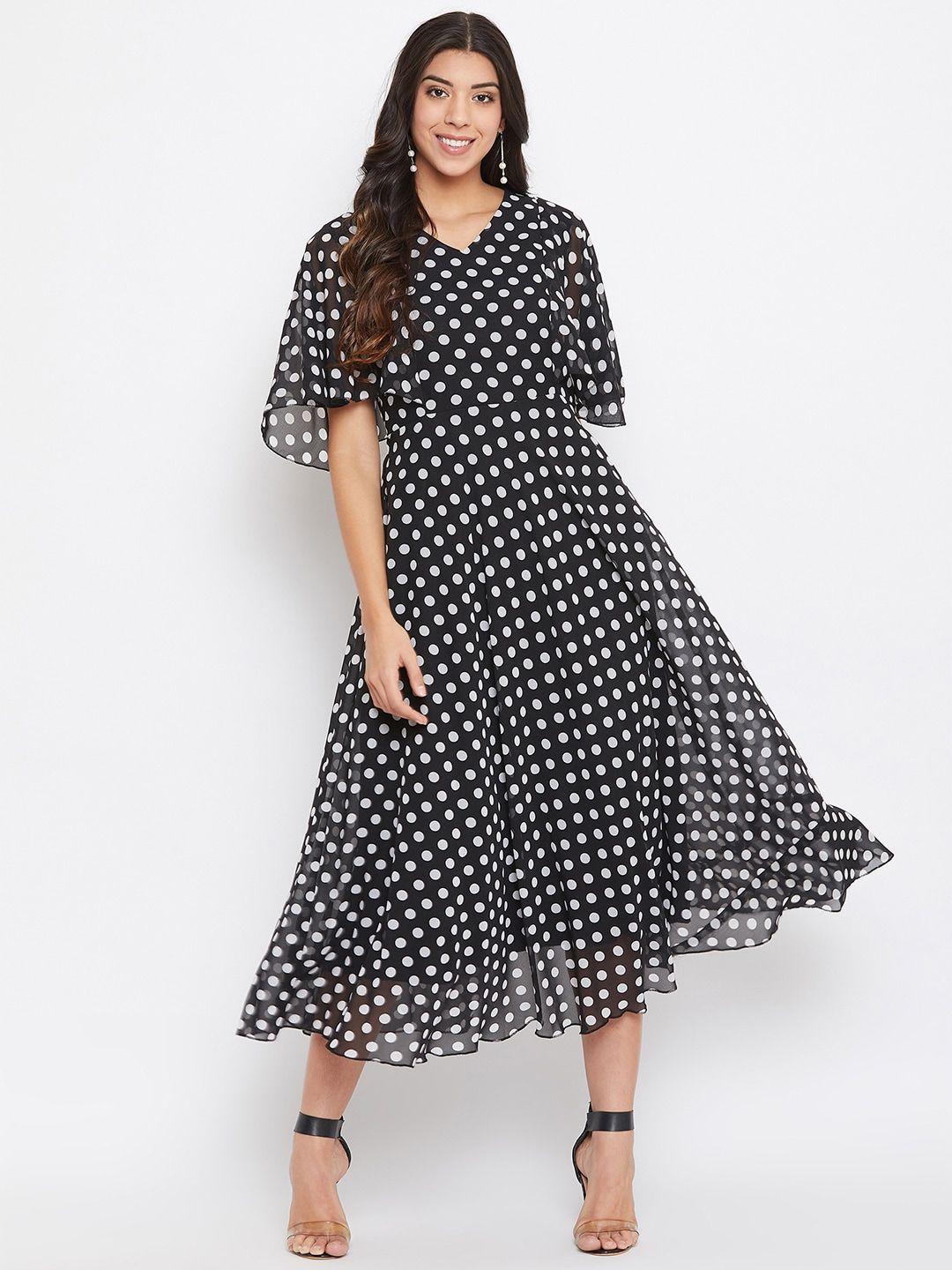 hello design black & white georgette midi dress