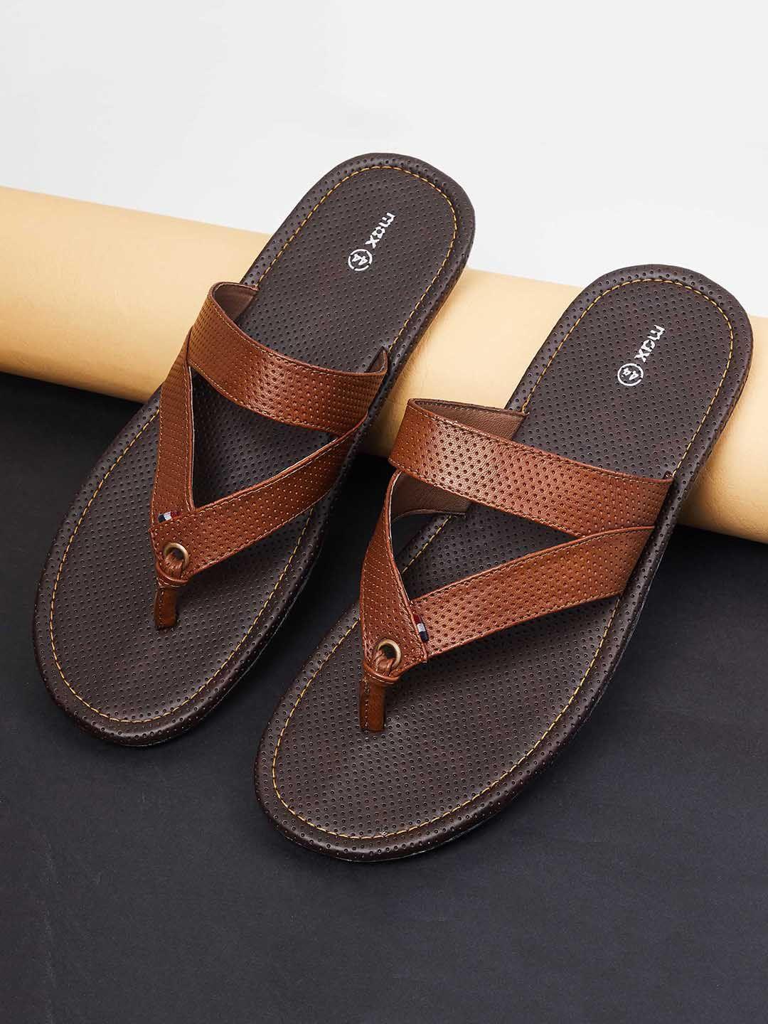 max men tan solid pu comfort sandals