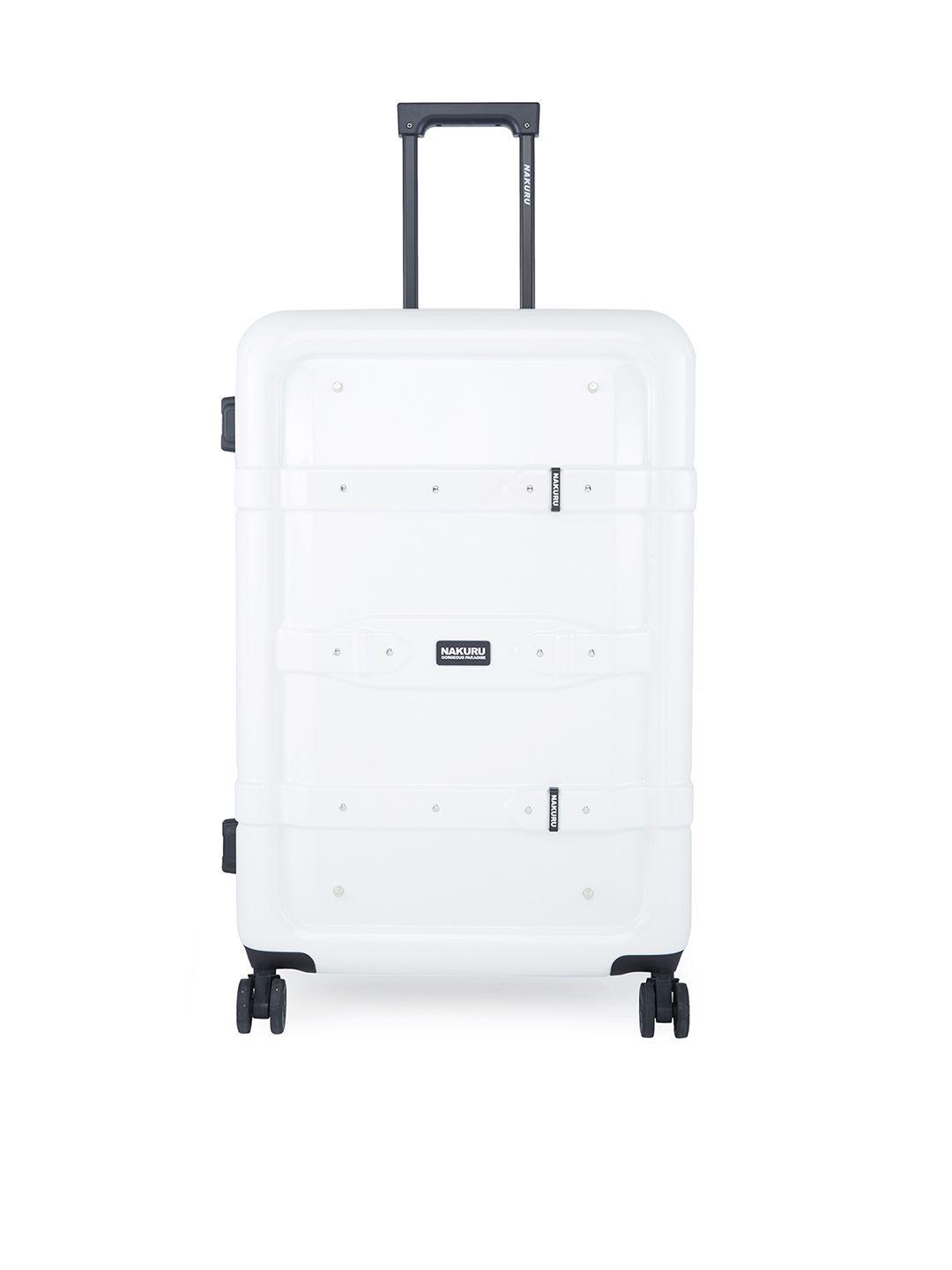 nakuru white solid 76 cm trolley suit case