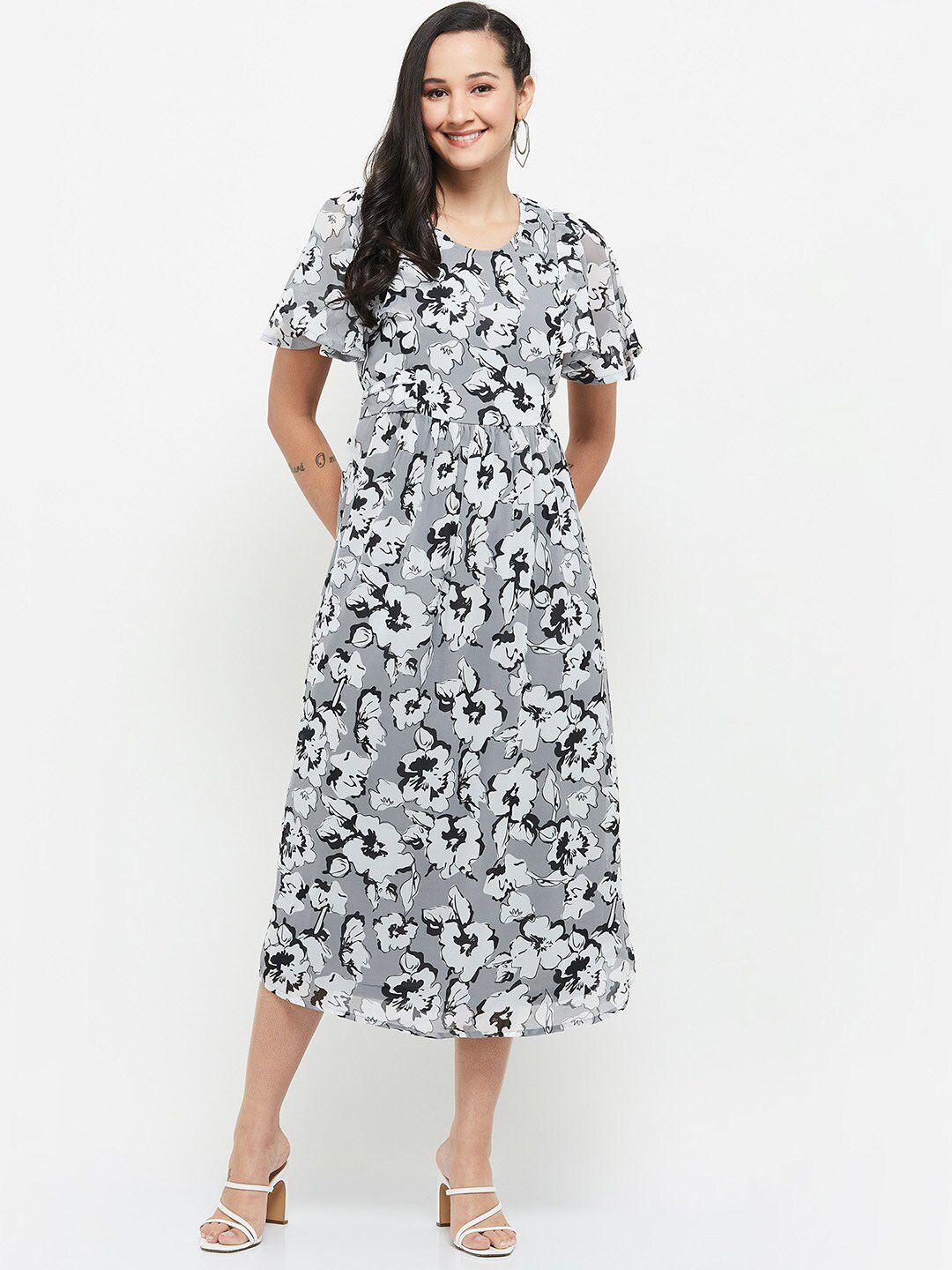 max grey floral midi dress