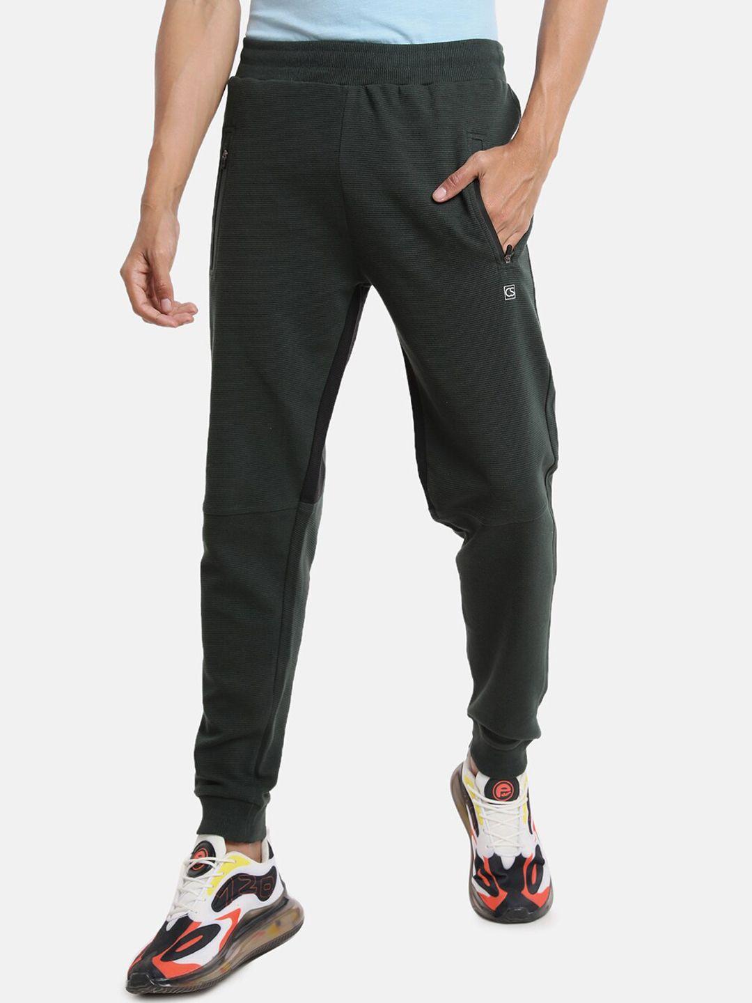 campus sutra men green solid joggers