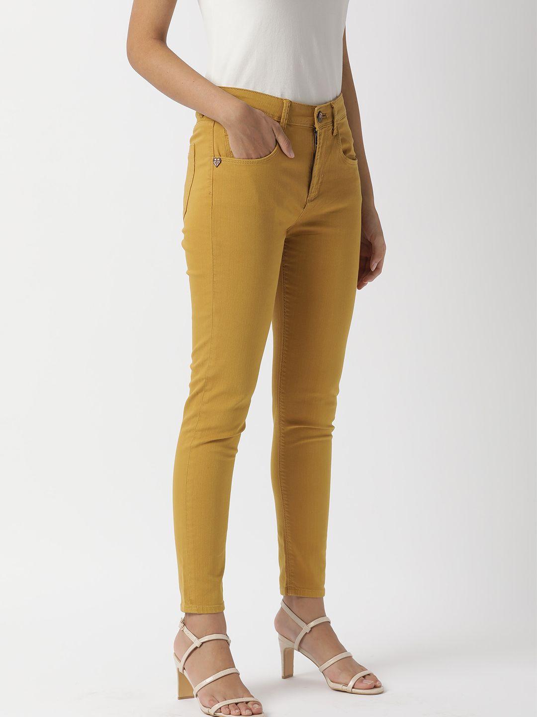 rareism women mustard slim fit jeans