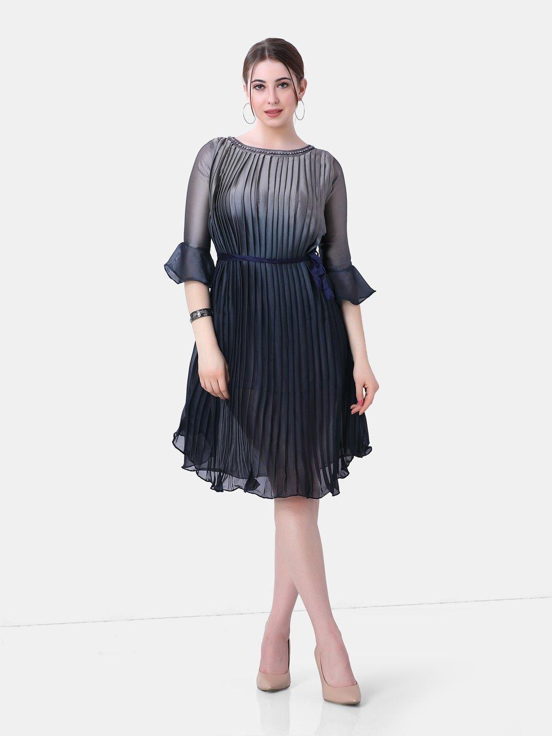 poplins women grey striped satin dress