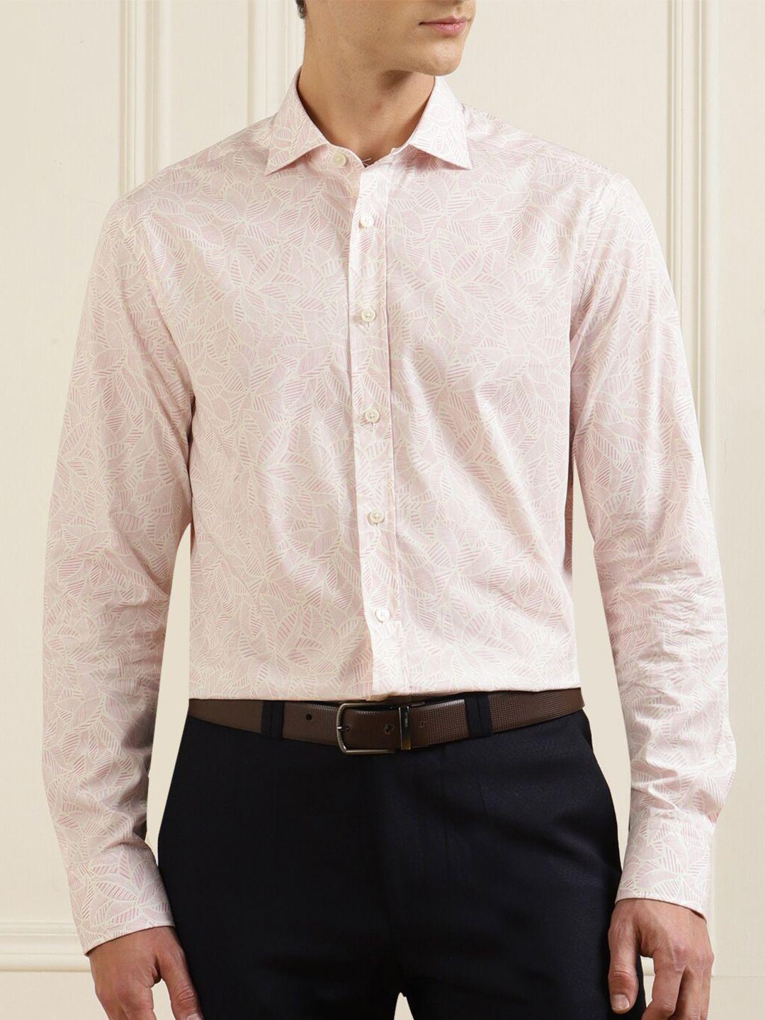 hackett london men pink floral printed pure cotton casual shirt