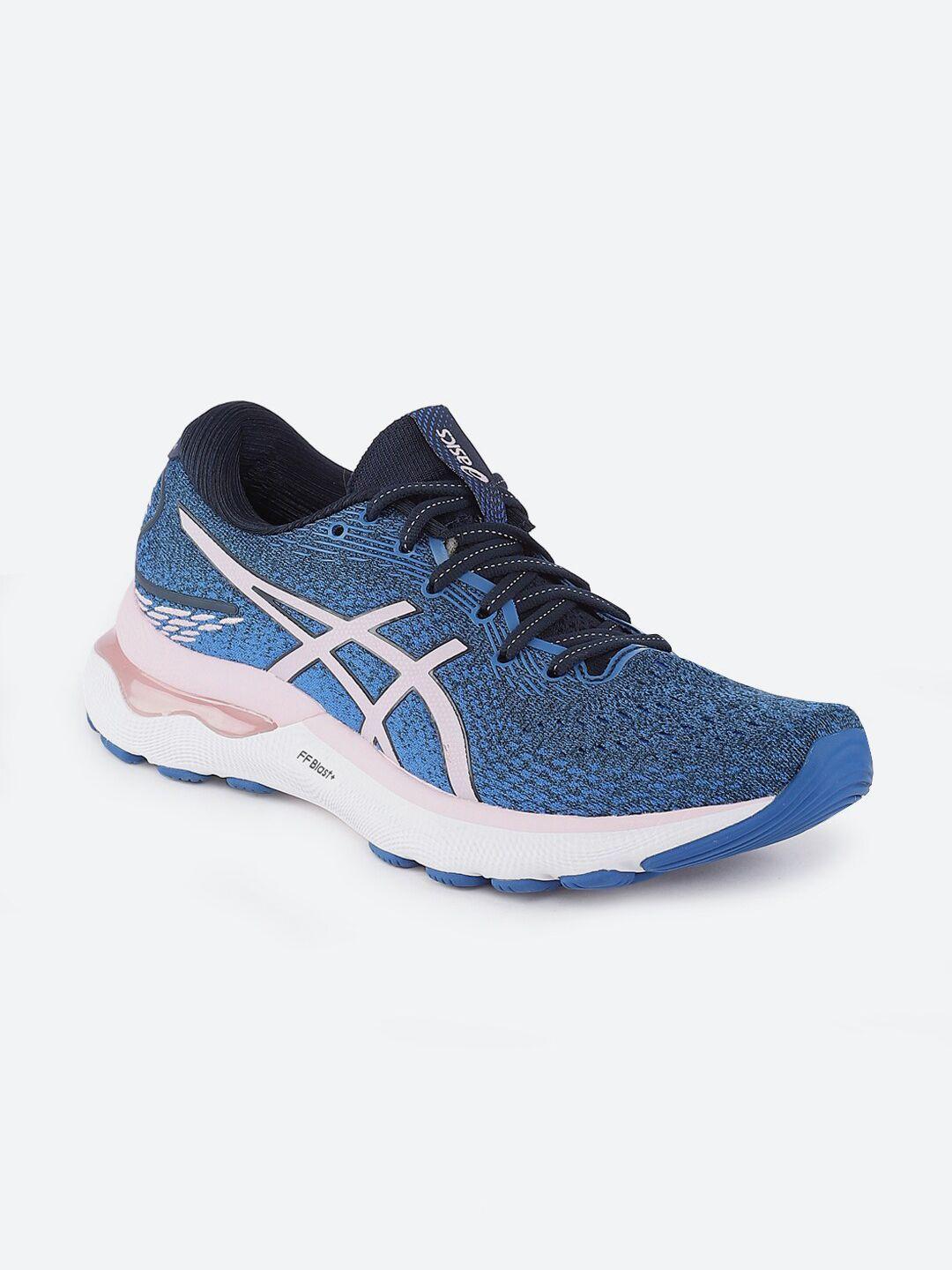 asics women blue gel-nimbus 24 running non-marking shoes