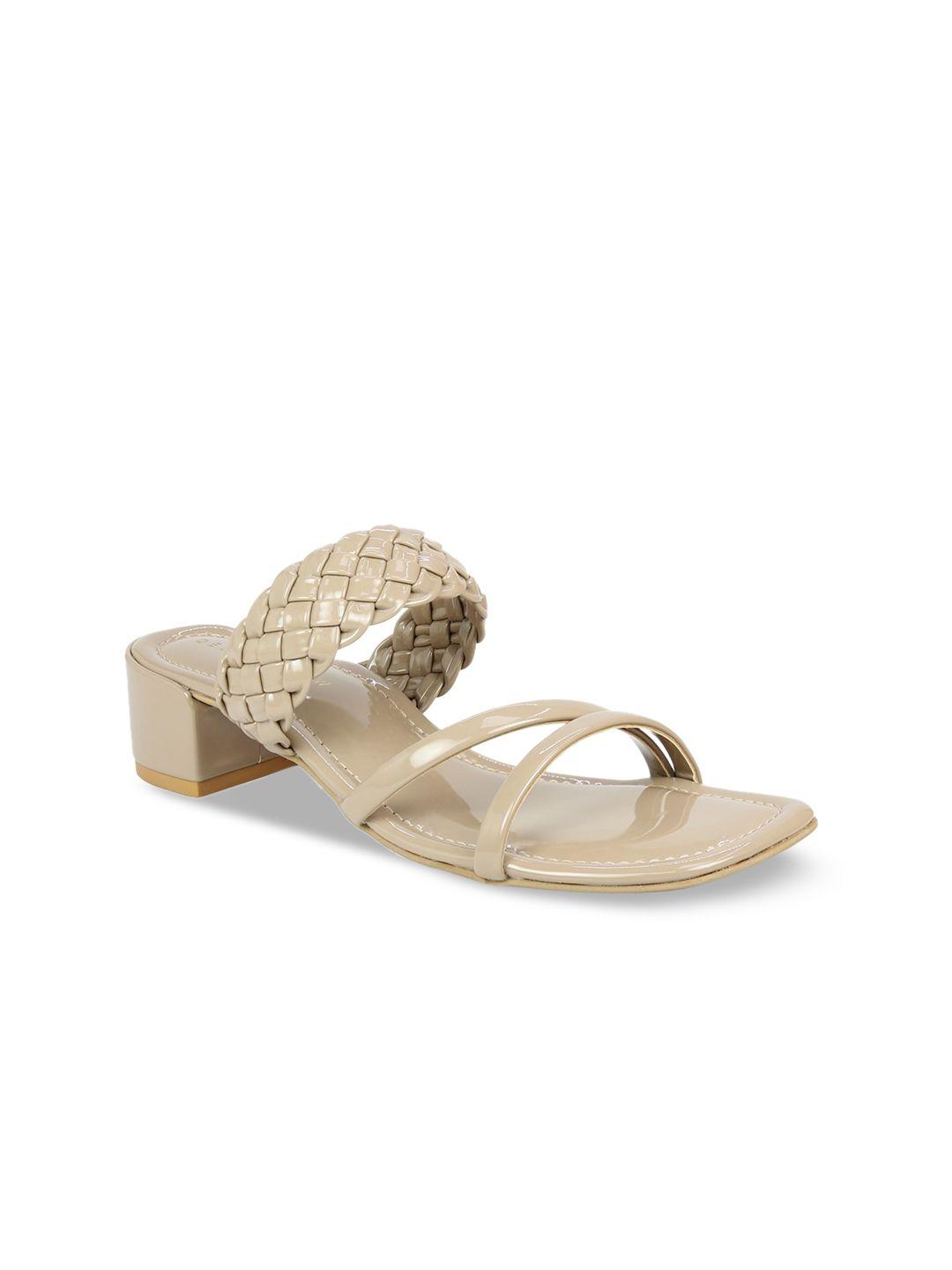 design crew beige woven design block sandals