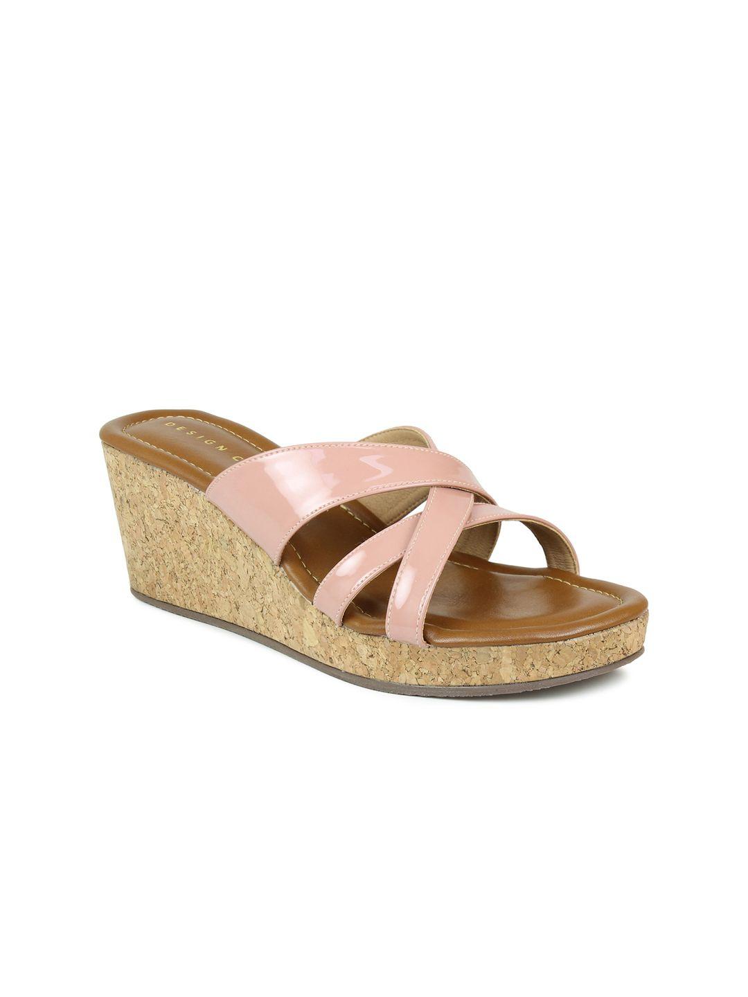 design crew women peach-coloured wedge heels