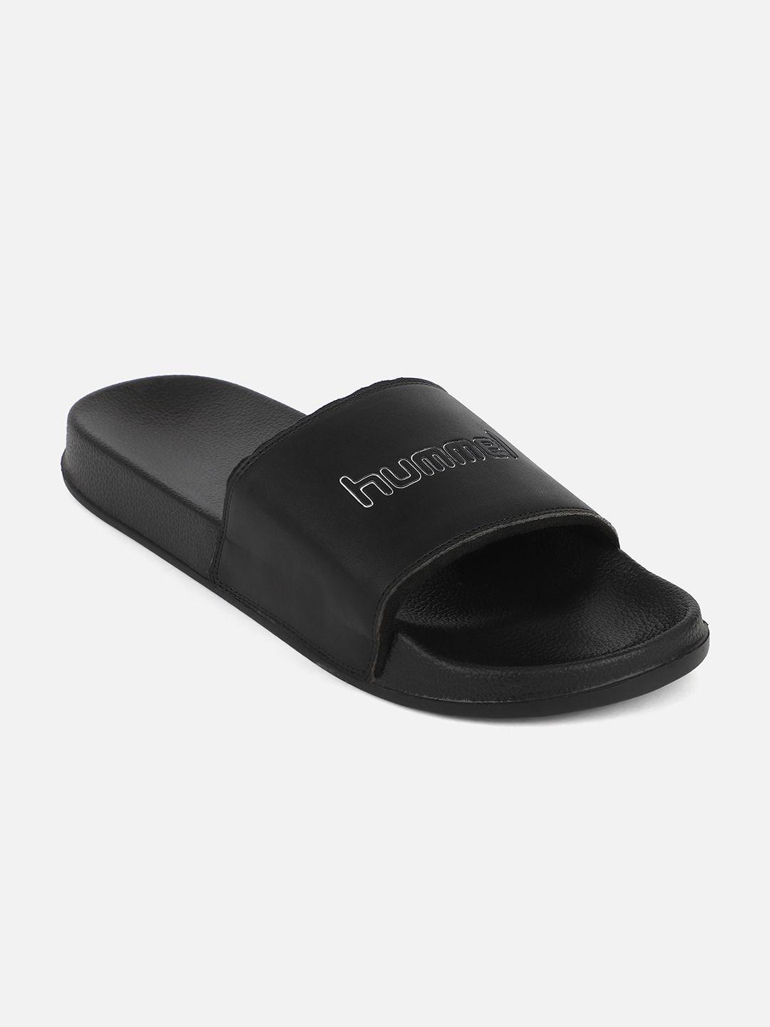 hummel men black printed sliders