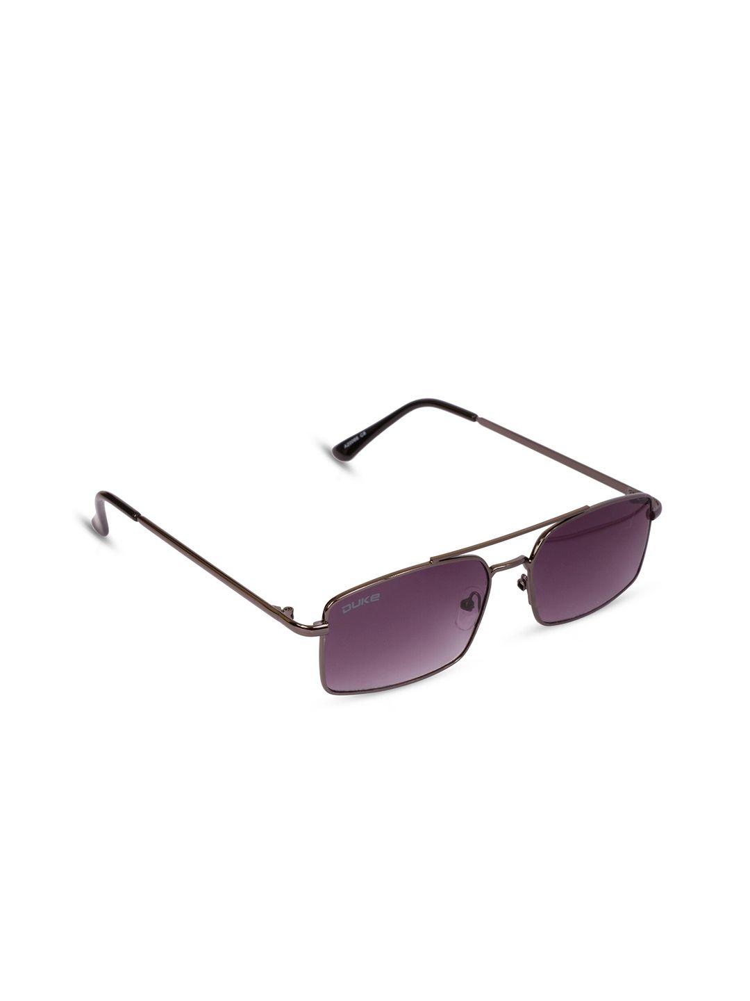 duke unisex purple lens & brown rectangle sunglasses with uv protected lens