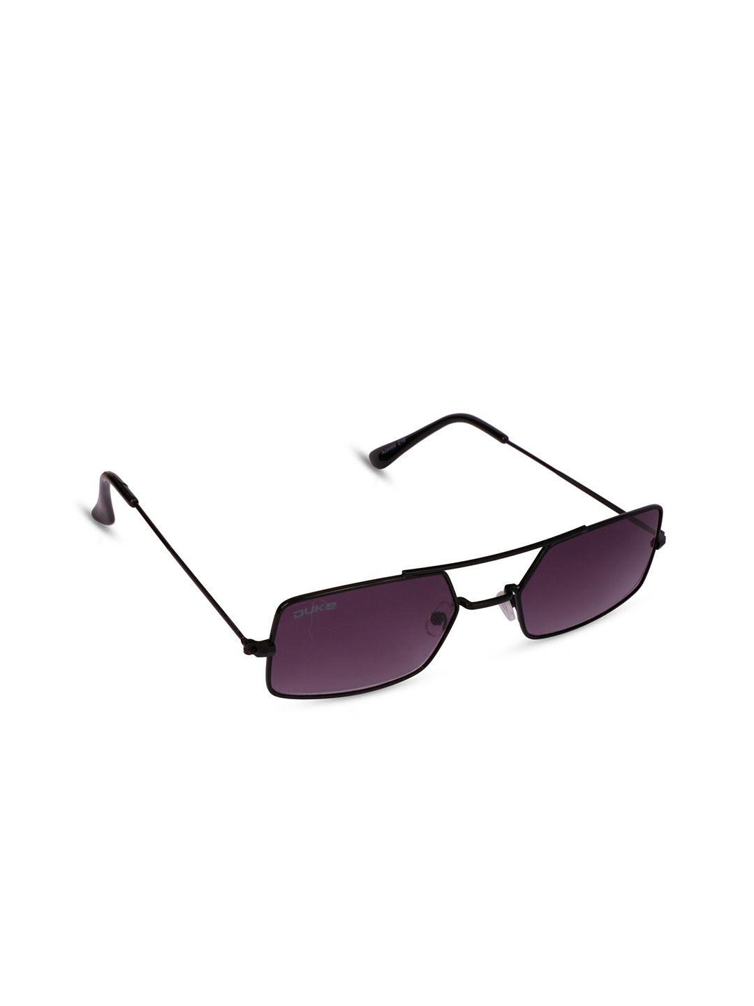 duke unisex purple lens & black rectangle sunglasses with uv protected lens a20069-c10