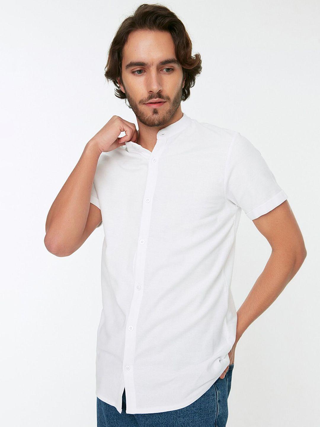 trendyol men white casual shirt