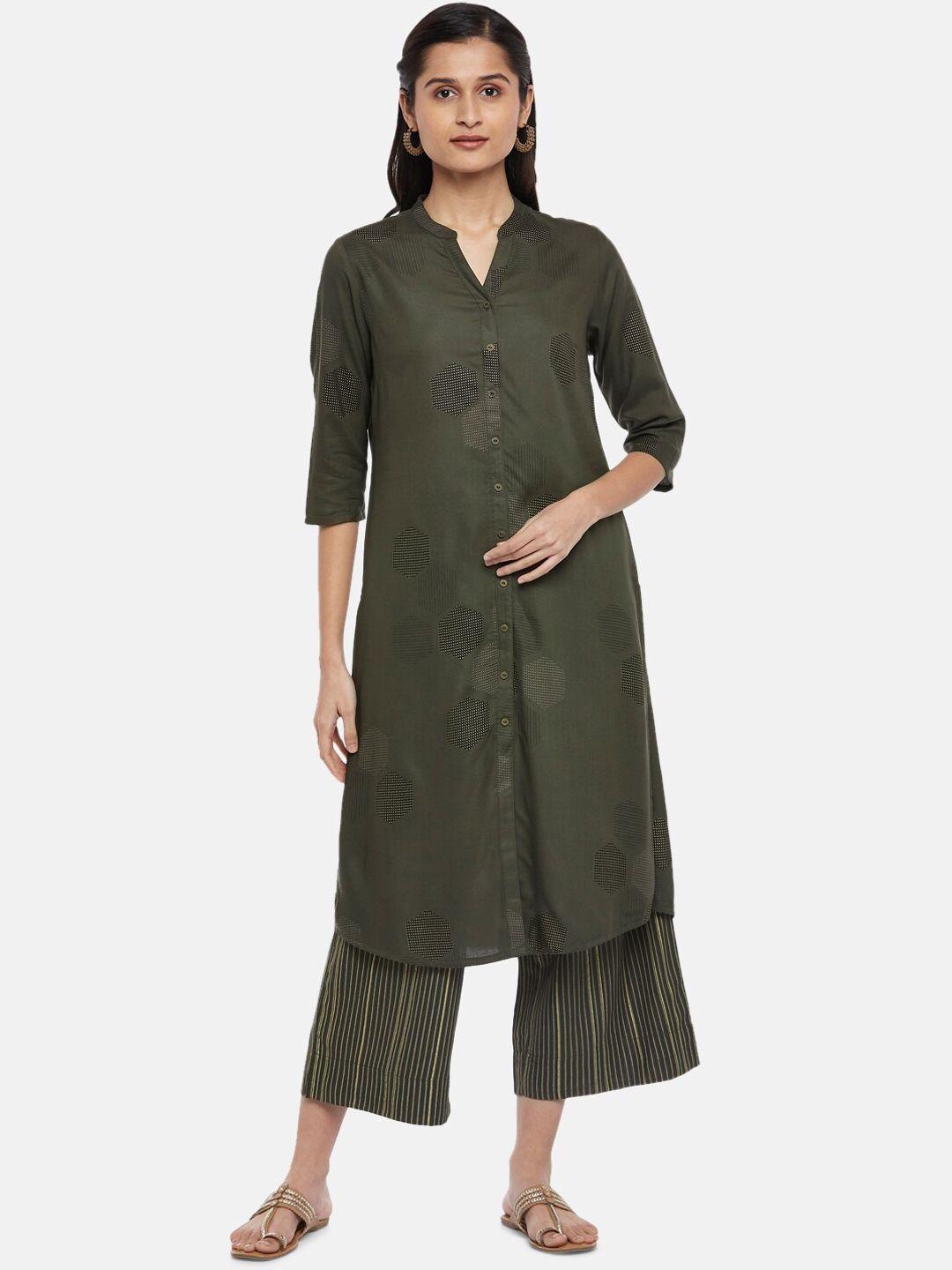 rangmanch by pantaloons grey high slit kurta with trousers