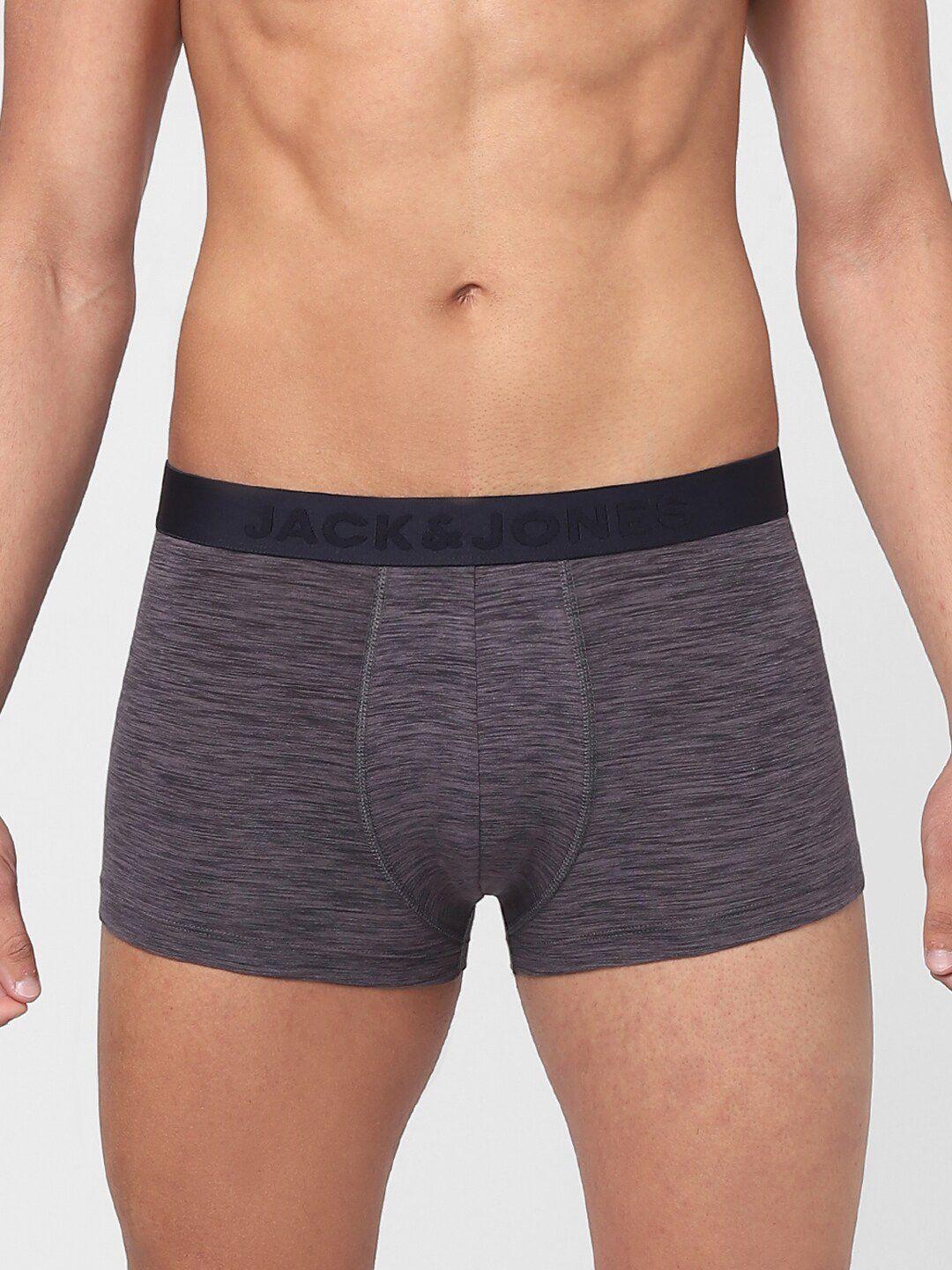 jack & jones men grey textured cotton trunk