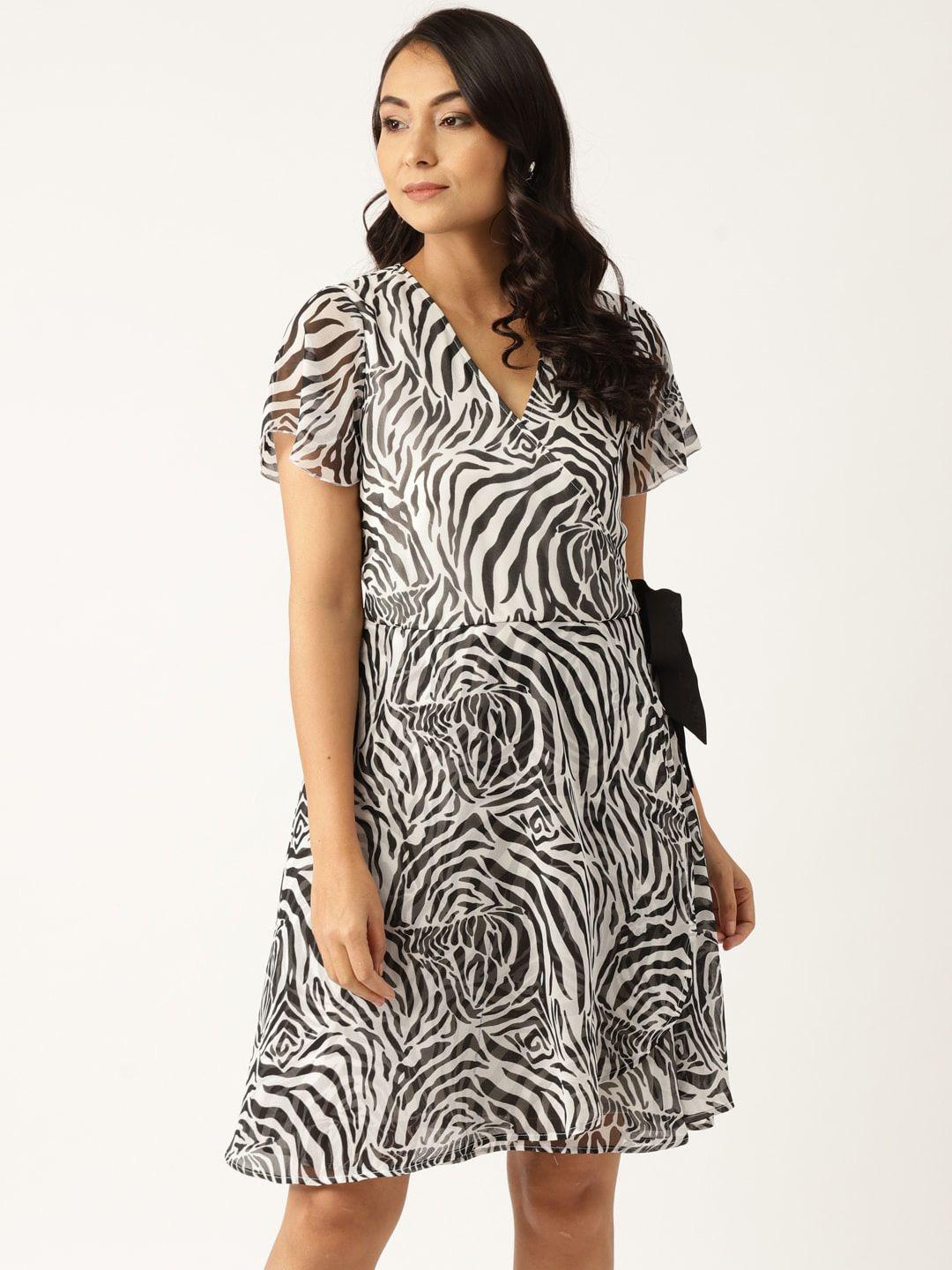 dodo & moa black & white animal a-line dress