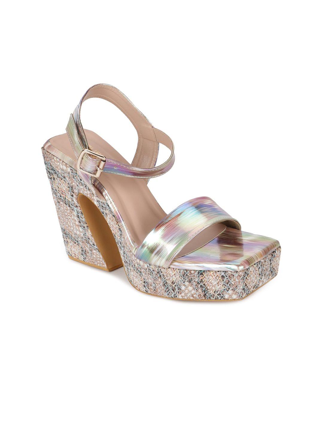 truffle collection multicoloured printed pu platform heels