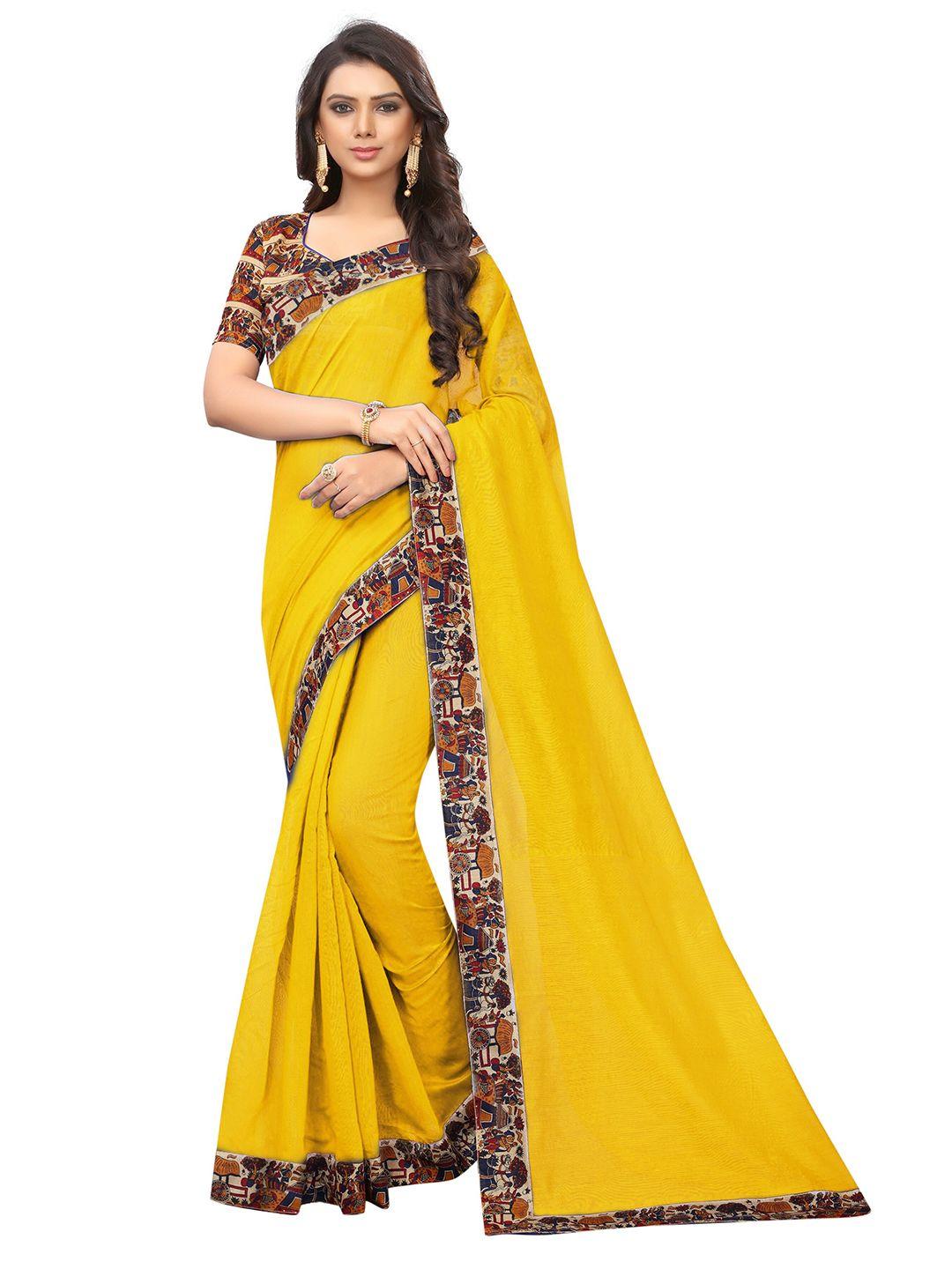 saadhvi women yellow sold chanderi cotton sarees