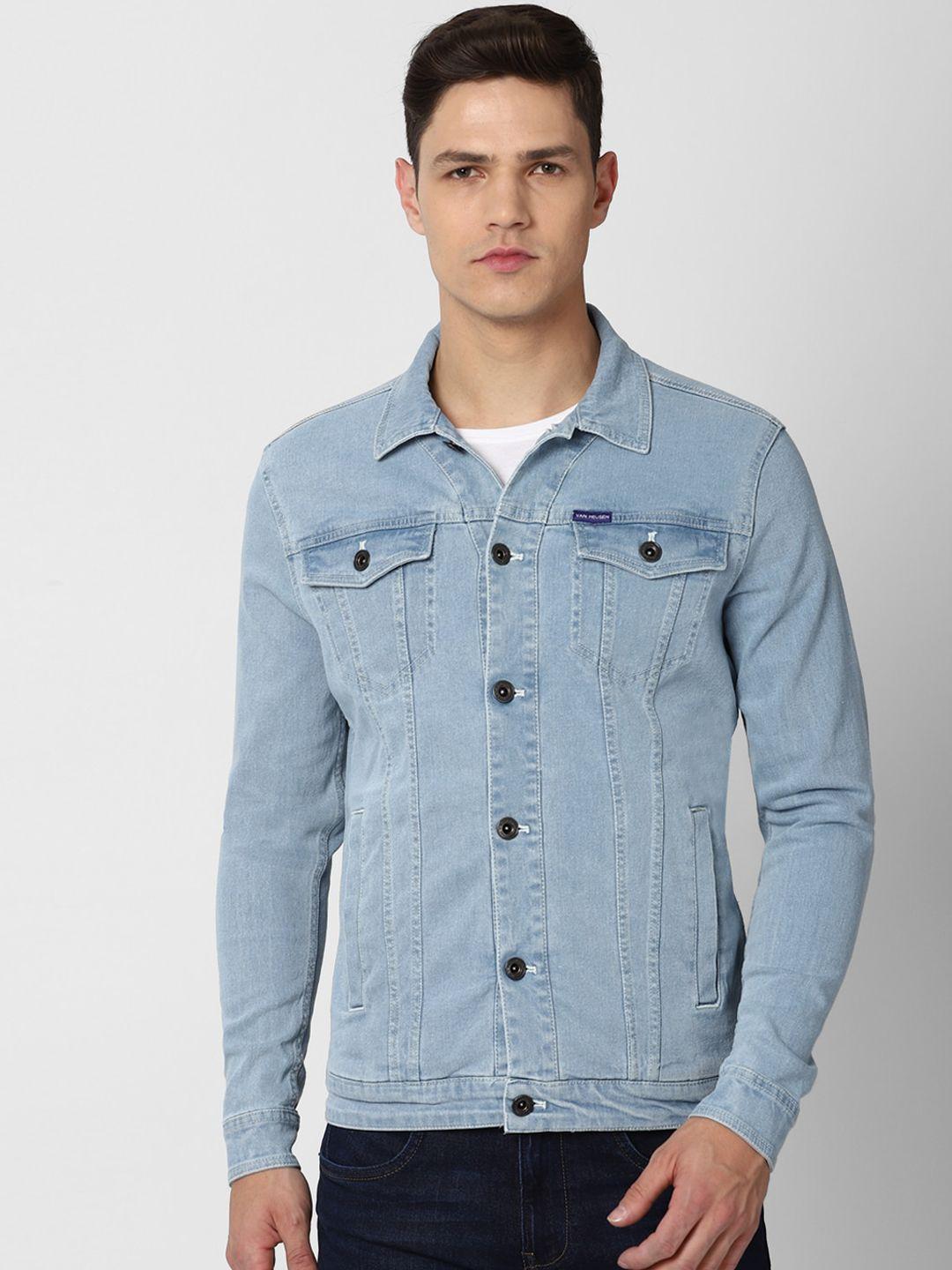 van heusen denim labs men blue washed denim jacket