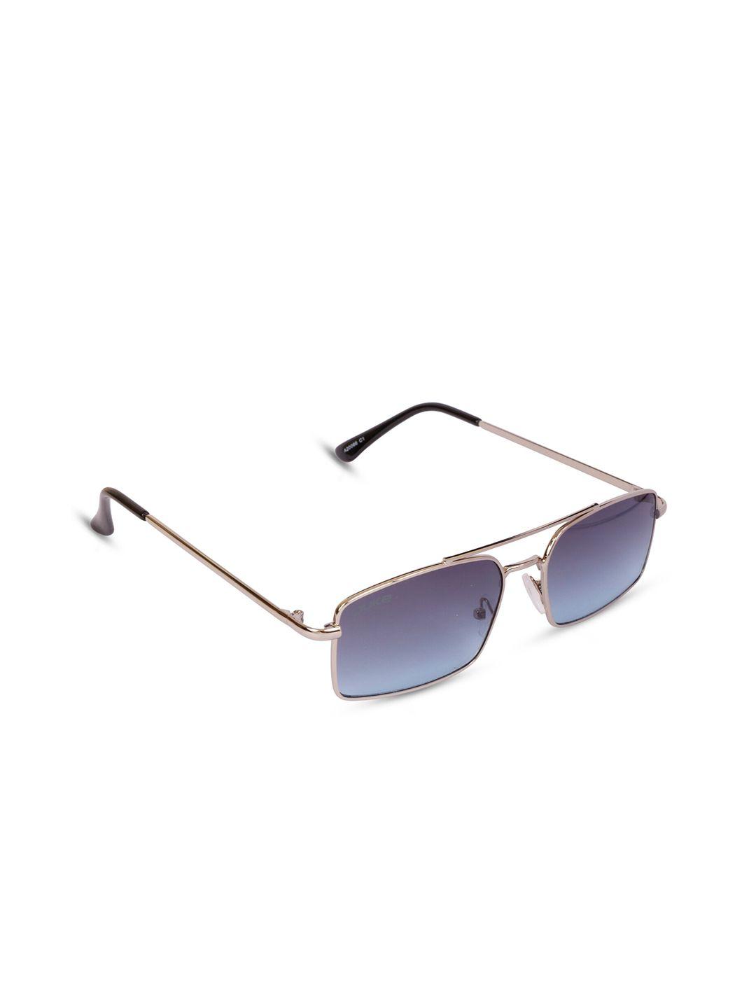 duke unisex blue lens & steel-toned rectangle sunglasses with uv protected lens