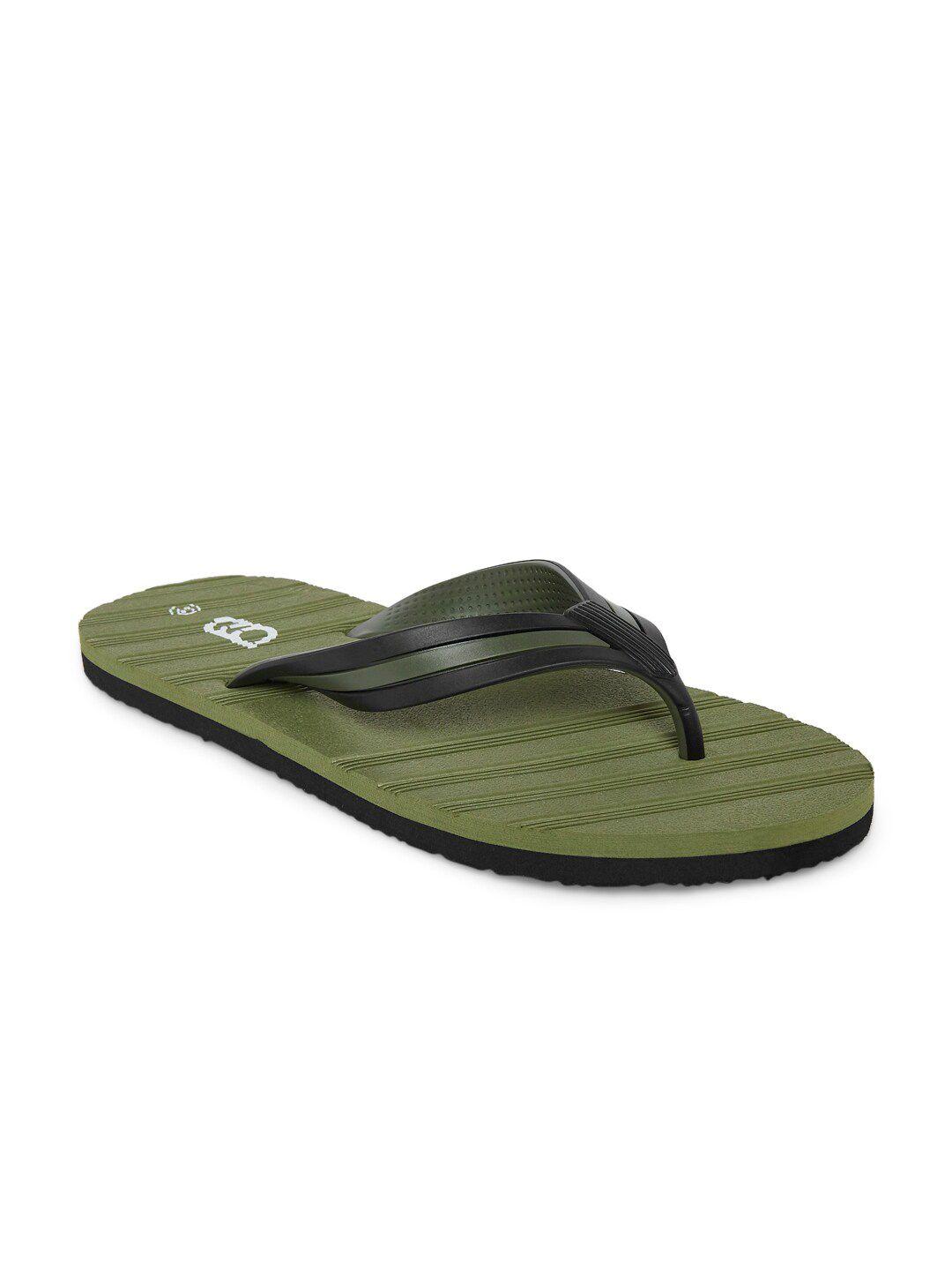 ajile by pantaloons men olive green & black thong flip-flops