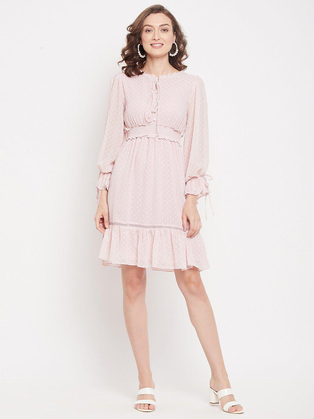 madame pink tie-up neck dress