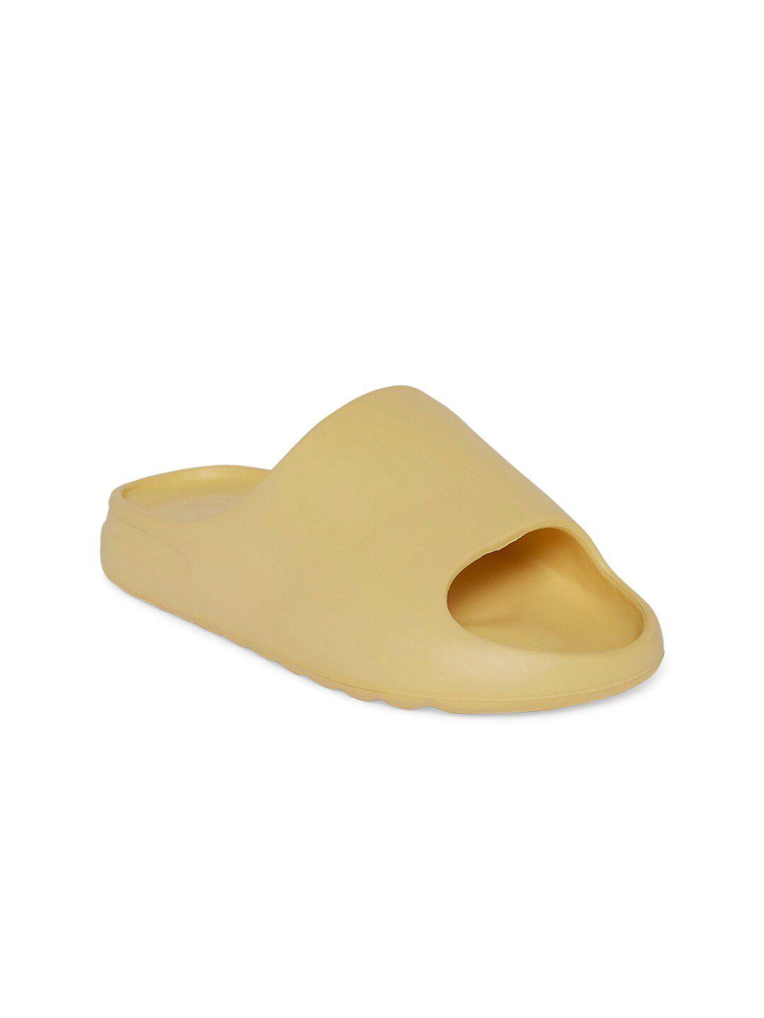 forever glam by pantaloons women yellow rubber sliders