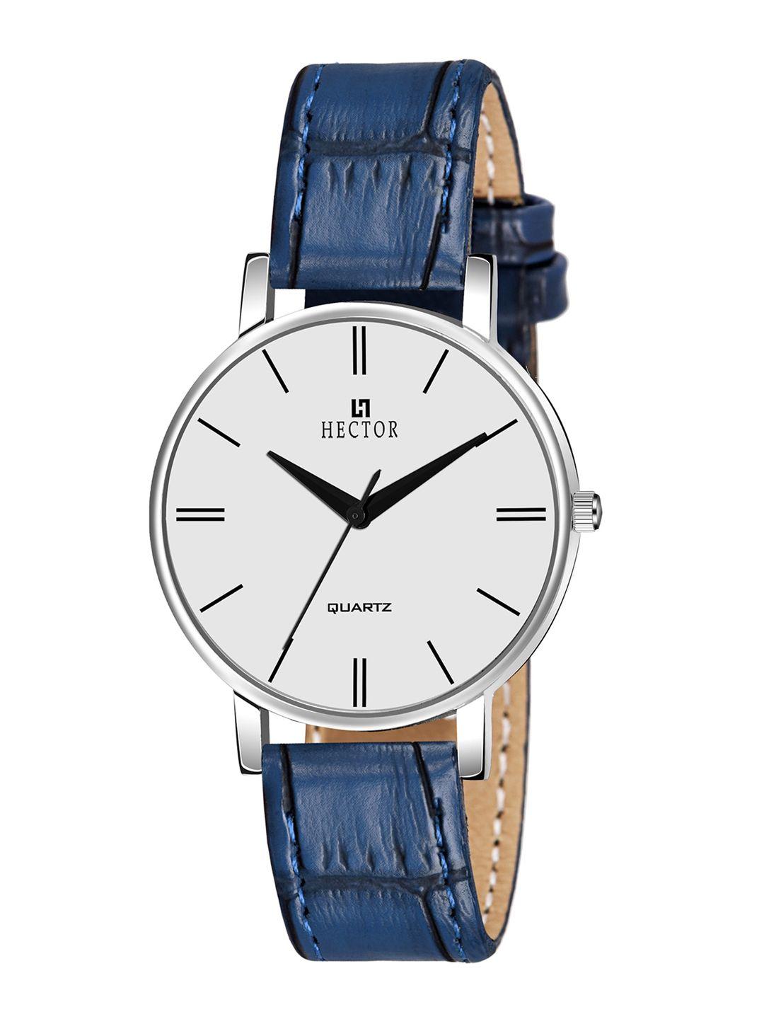 hector women white dial & blue straps analogue watch hc202