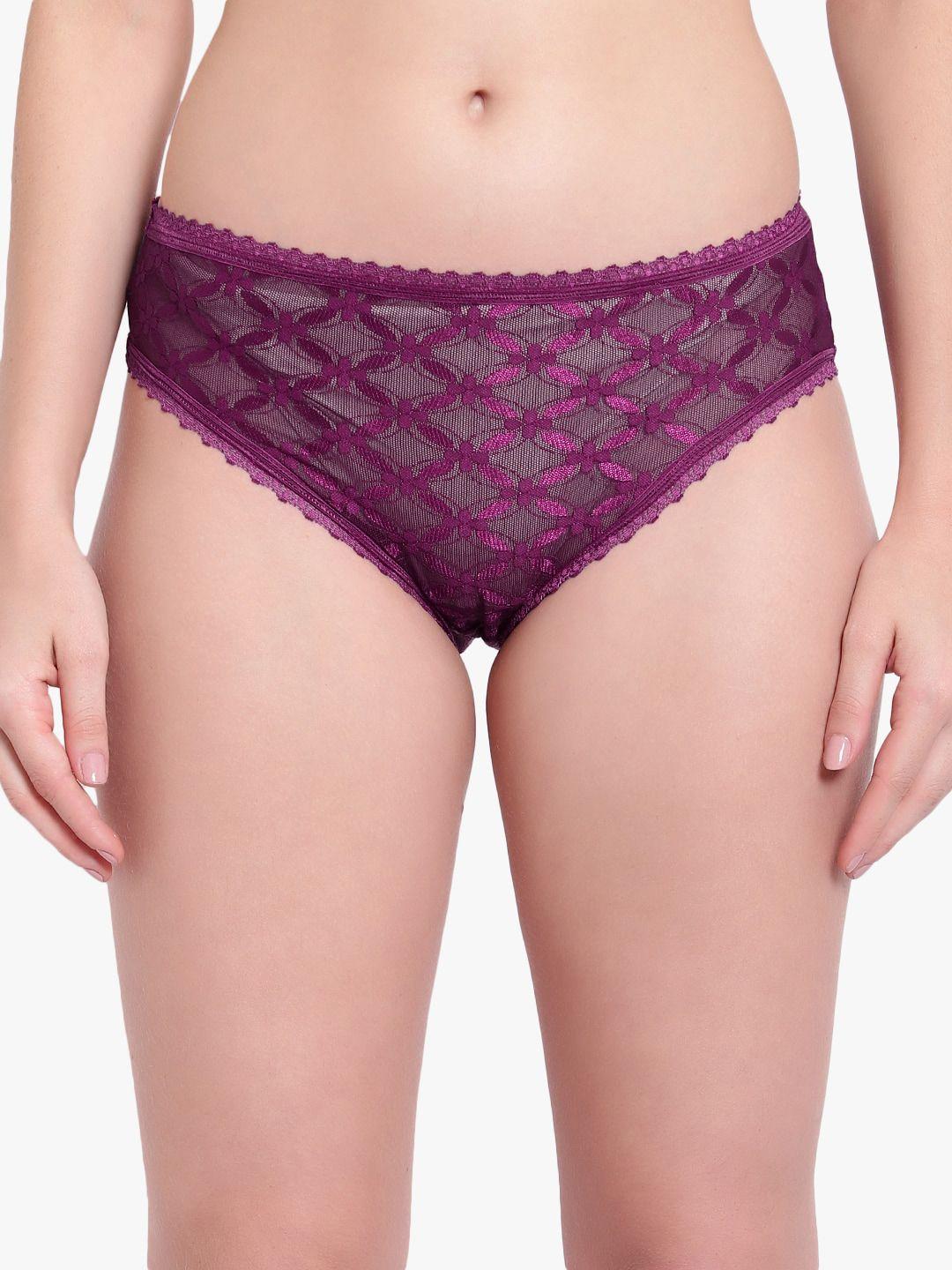 bruchi club women purple self-designed lace bikini brief