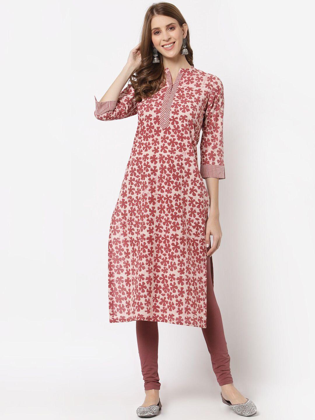 kami kubi women maroon floral printed kurta