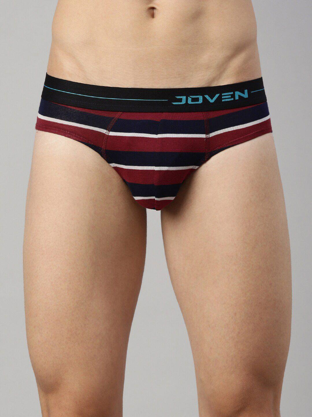 joven men red & navy blue striped basic briefs byd02