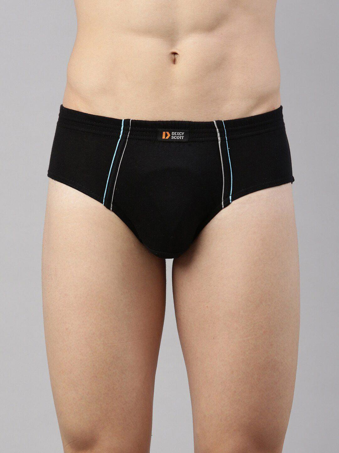 dixcy scott men black solid pure combed cotton briefs