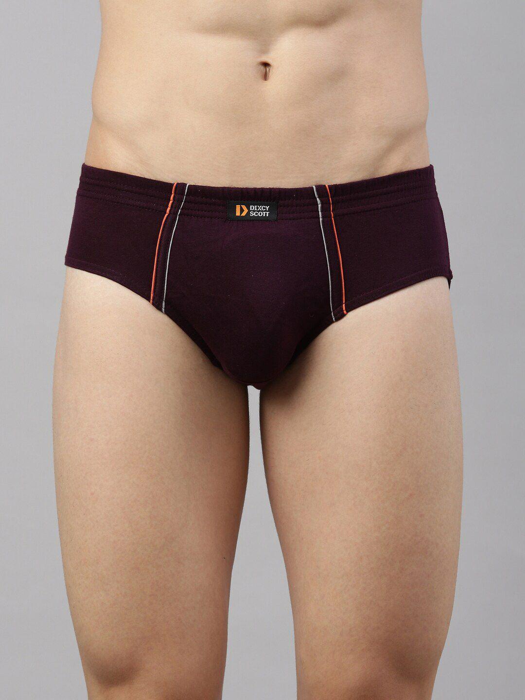 dixcy scott men purple solid cotton basic brief