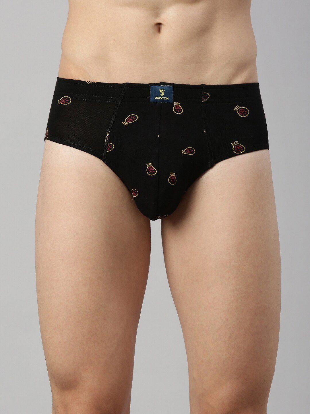 joven men black printed anti-odour basic briefs s22-baop-bu