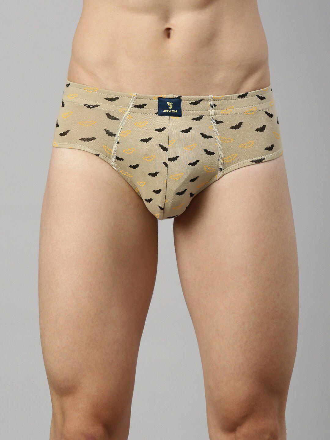 joven men beige printed cotton basic briefs