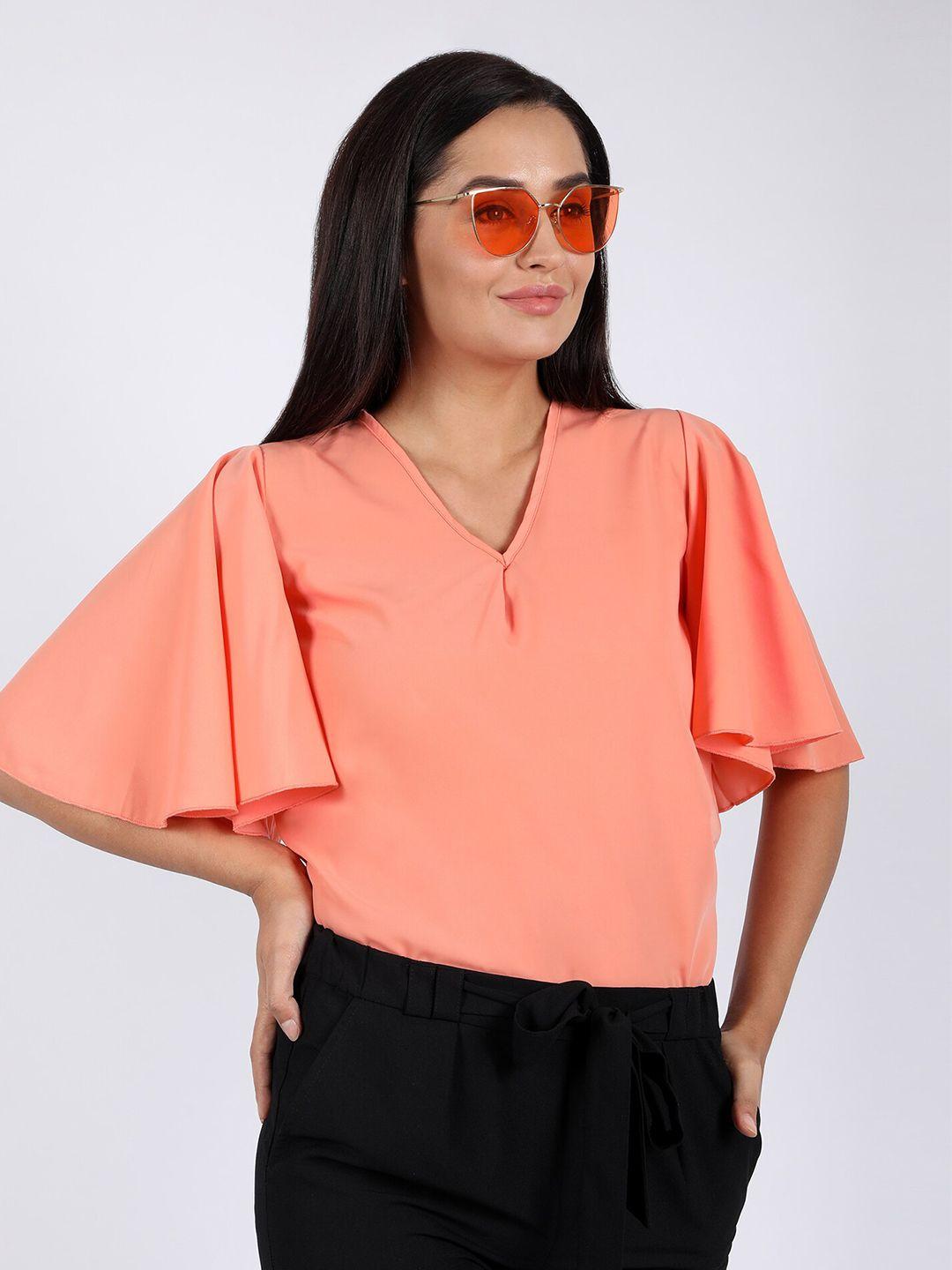 chimpaaanzee women peach-coloured flared sleeves top